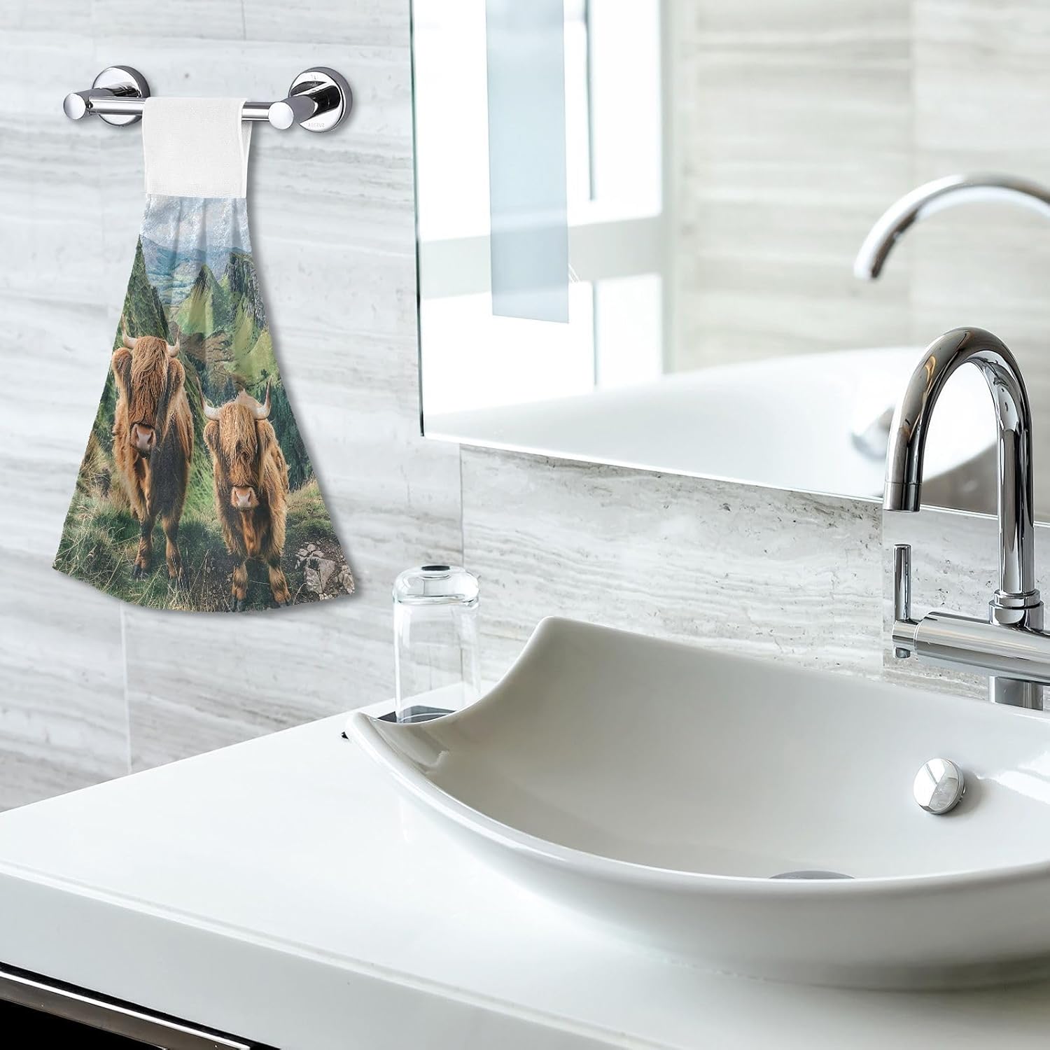 Highland Cows Kitchen Towel Hanging Loop