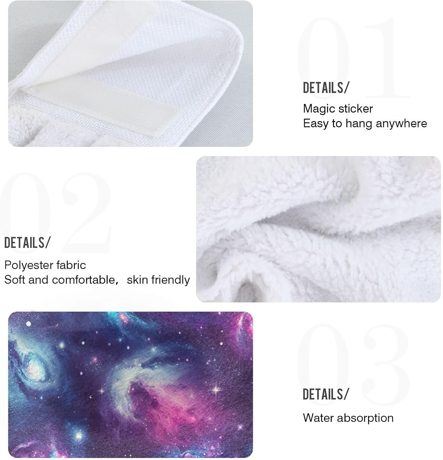 RPLIFE Galaxy Hanging Loop Hand Towel Set for Kids
