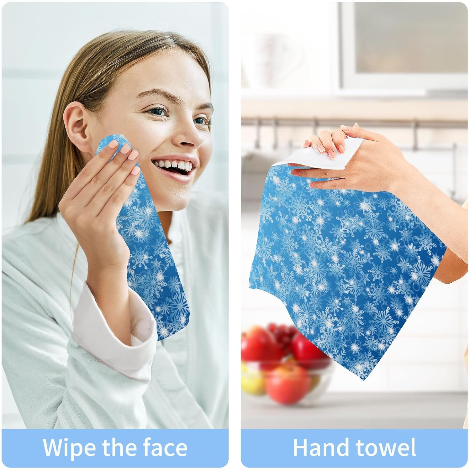 Adorable Christmas Snowflakes - Soft Reusable Washcloths
