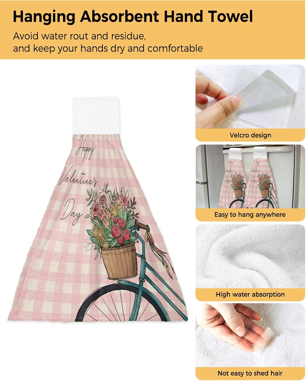Hand Tie Towel Set Rose Pink Gingham