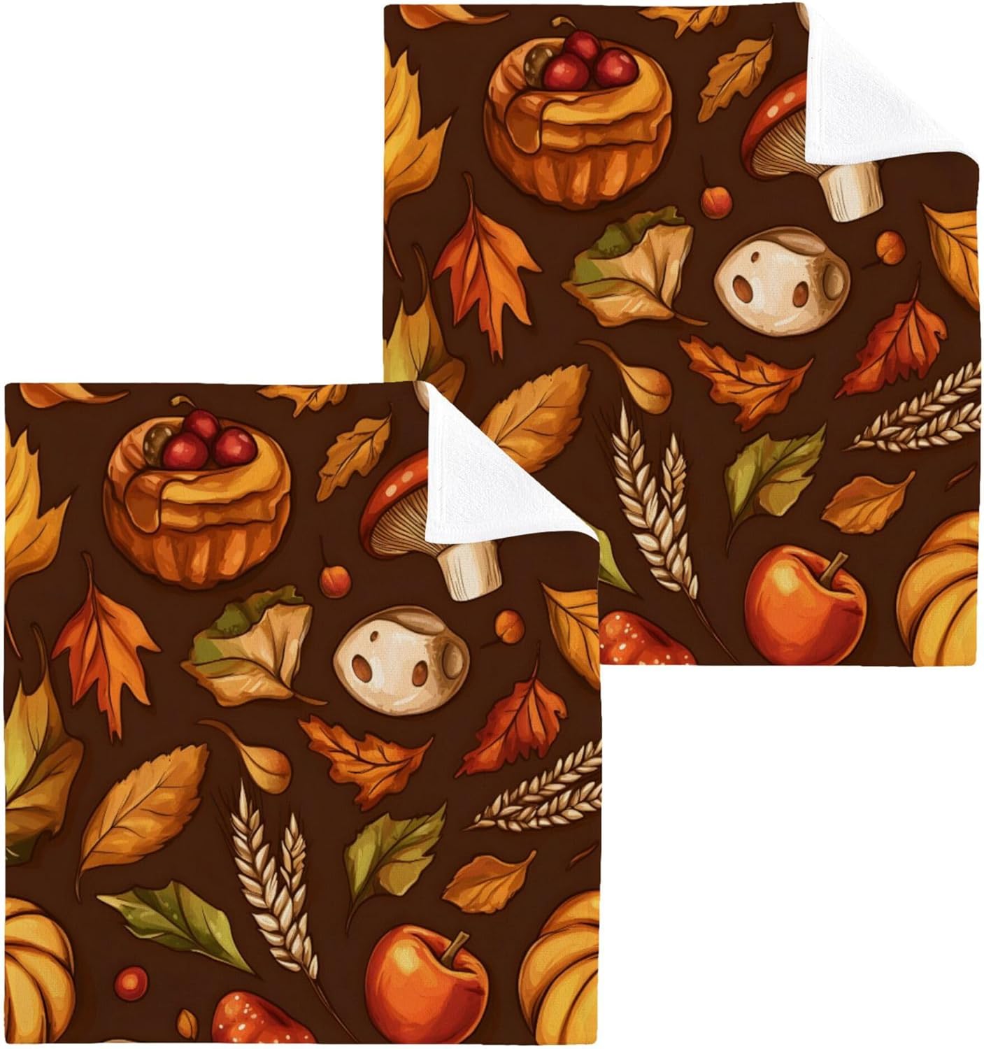 Xigua Autumn Elements Washcloth Set for Bath Kitchen