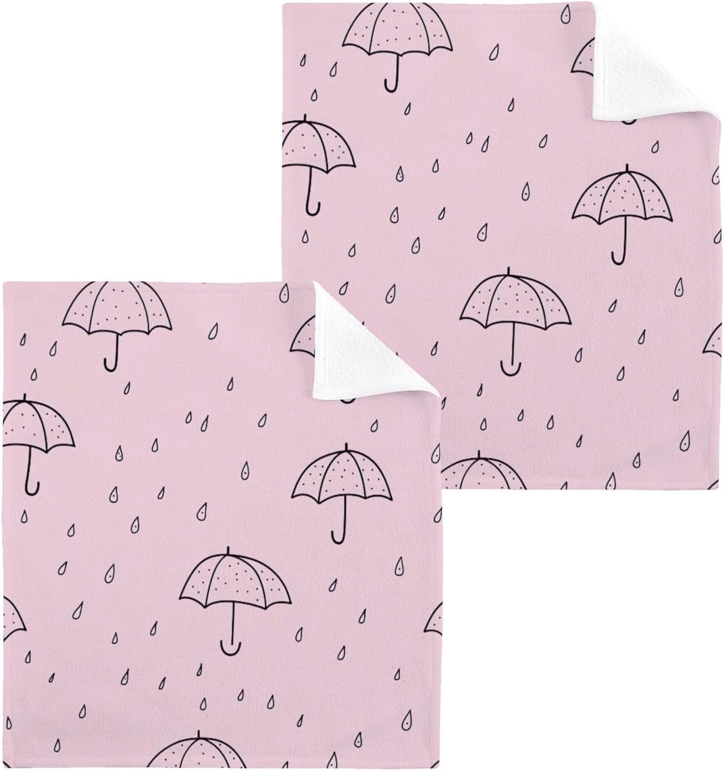 Xigua Cute Rain Umbrella Washcloth Set - 12x12 Multi-Purpose Towels