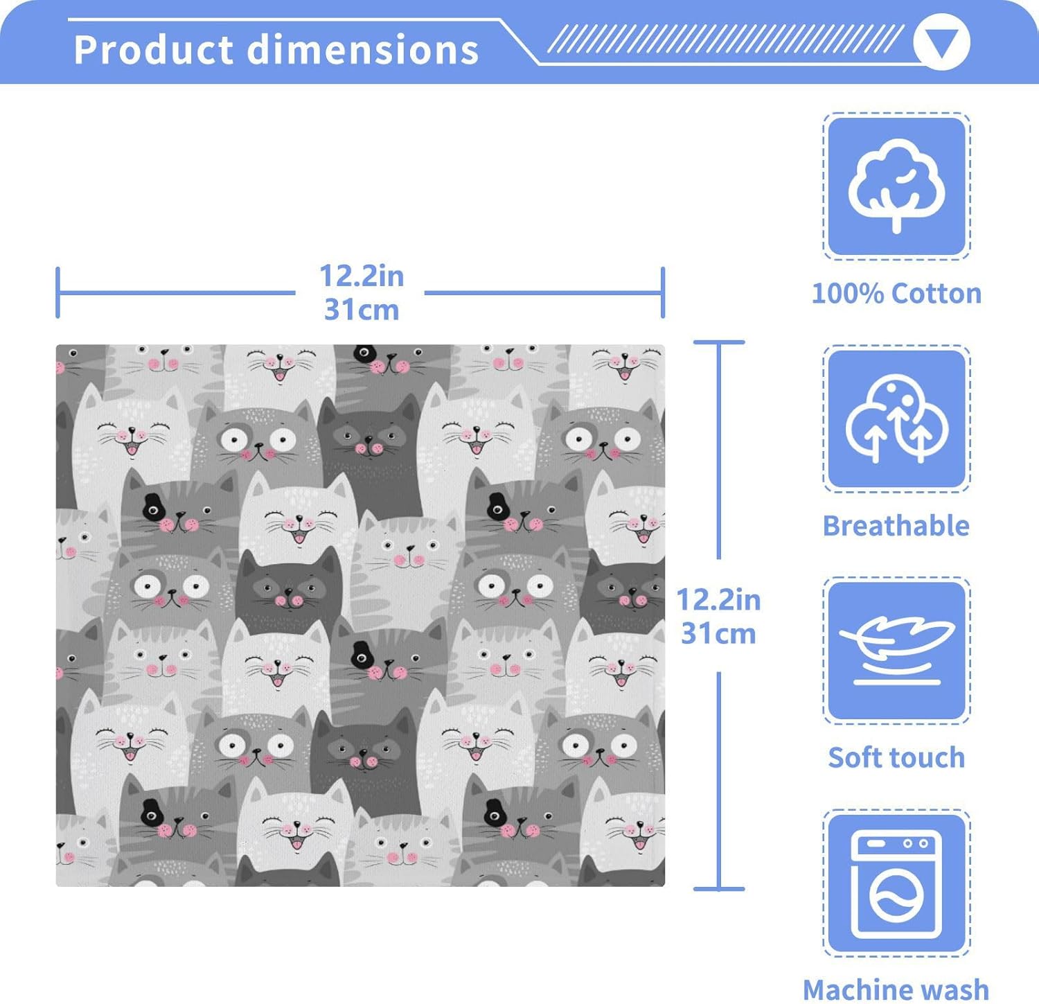 Grey Cat Multi-Use Washcloths