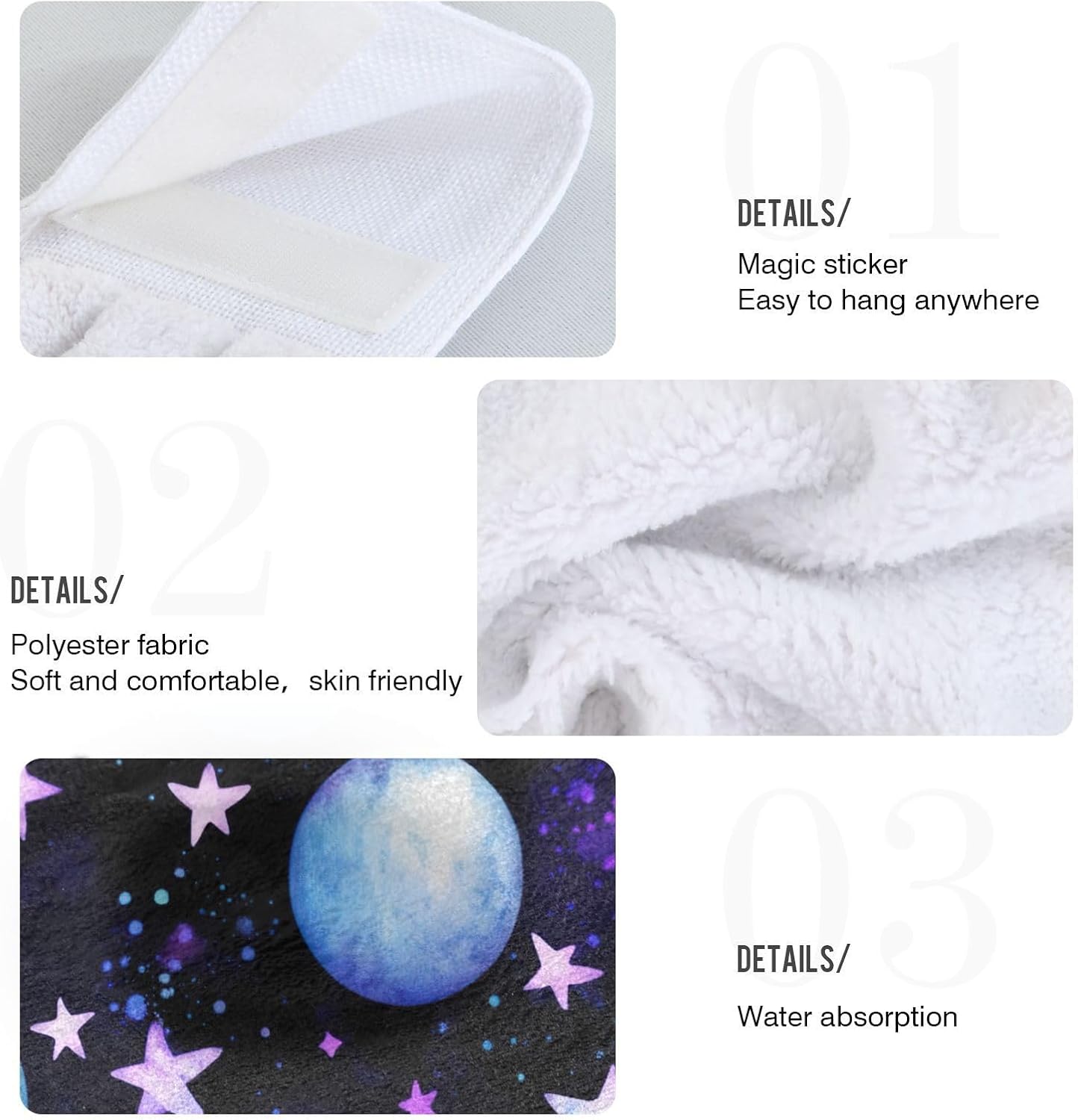 RPLIFE Watercolor Planets Hand Towel Set of 2