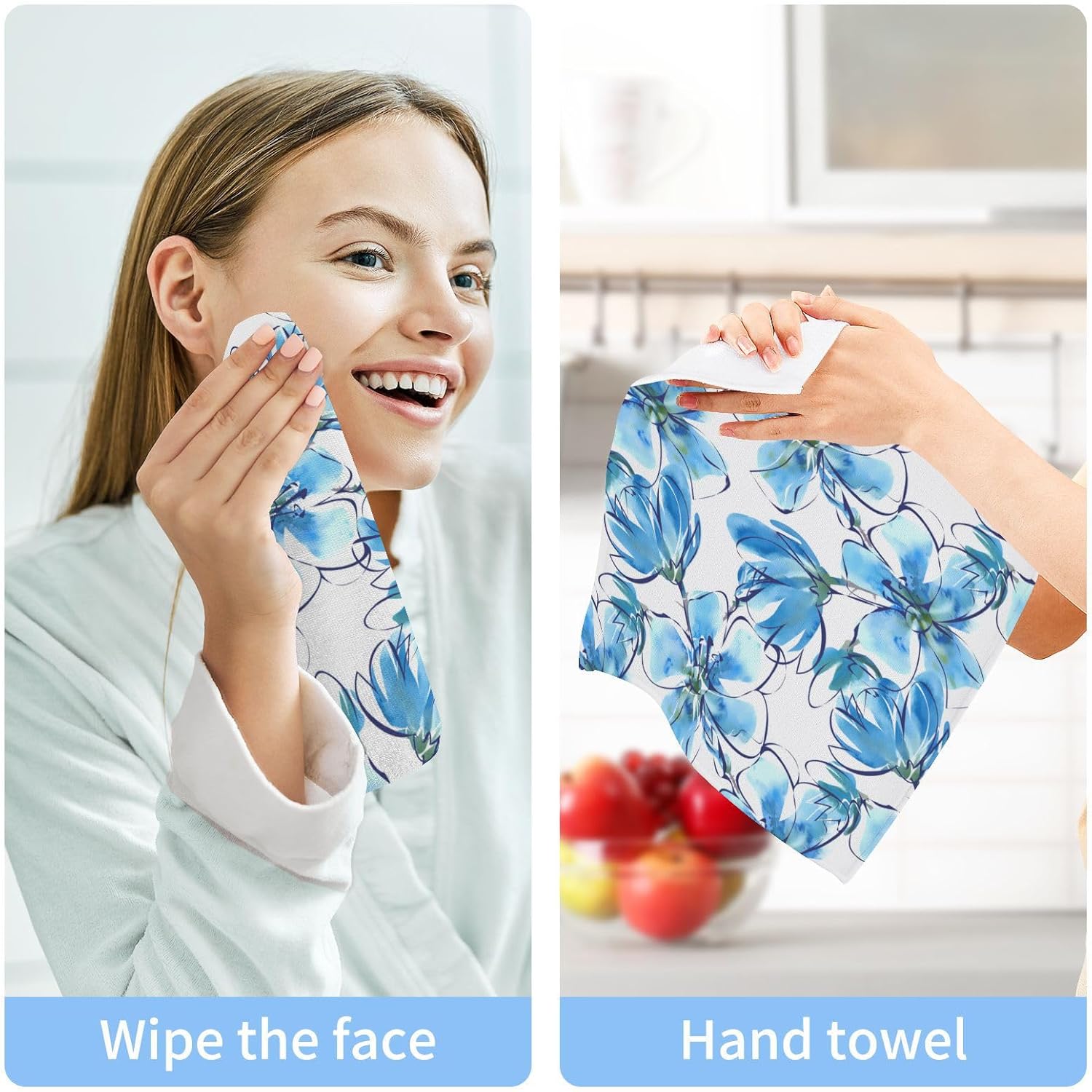 Blue Flower Washcloth - Soft Absorbent for Babies