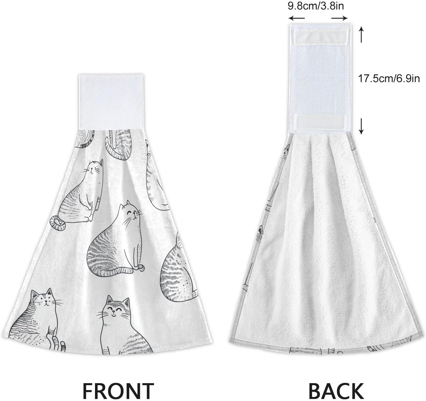 KLL Funny Singapuracats White Towels with Hook Loop Set