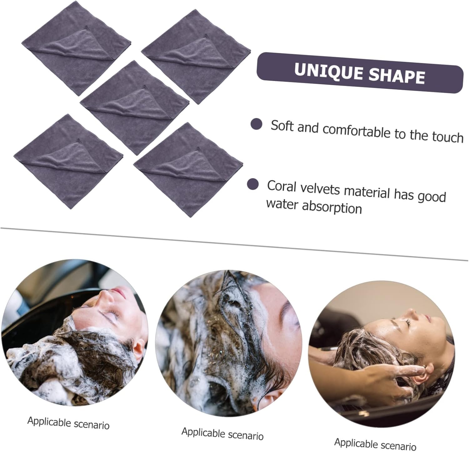 5-Piece Thick Fleece Washcloths for Quick Dry Soft Skin Salon Use
