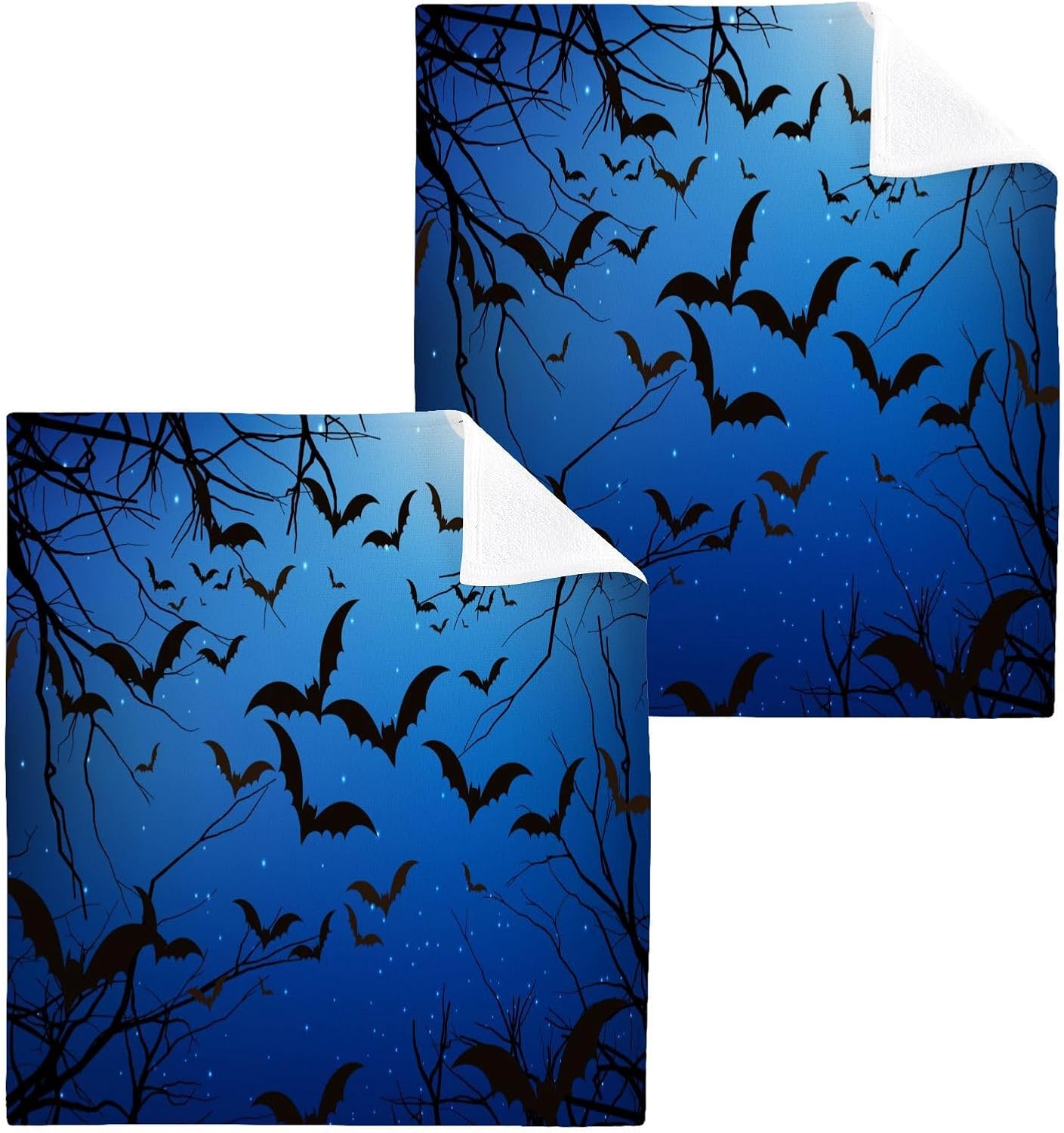 Halloween Bat Washcloth Set for Adults Soft Absorbent Reusable Washcloths