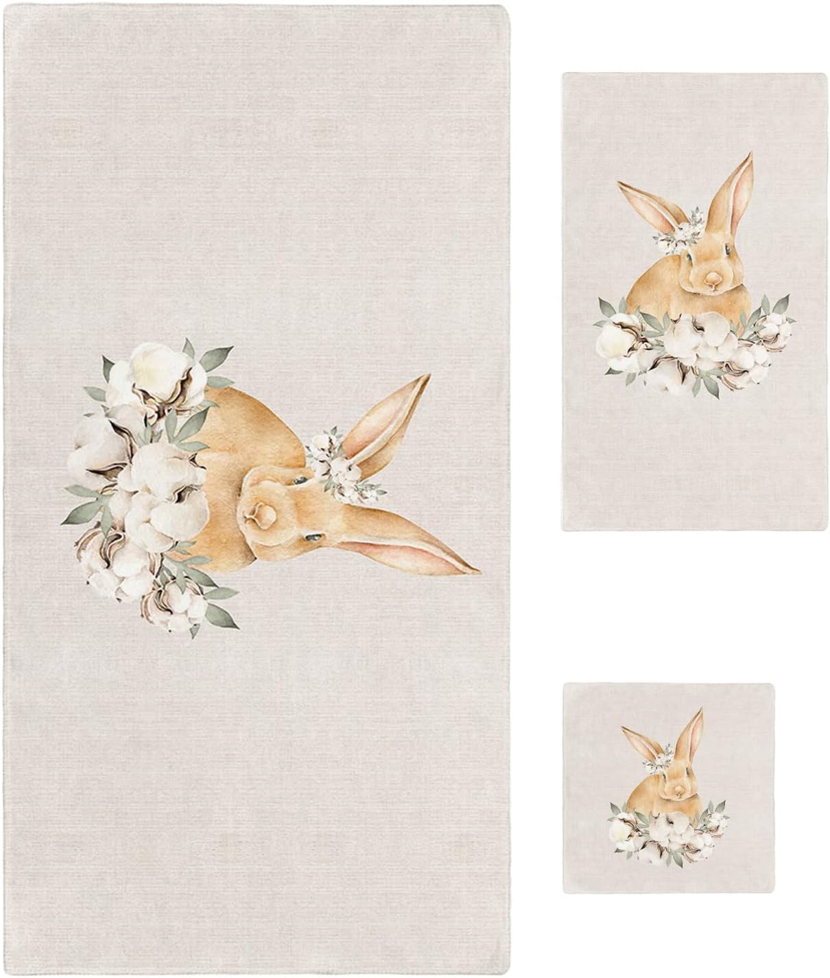 Easter Bunny 3-Piece Bath Towels Set for Home Travel Use