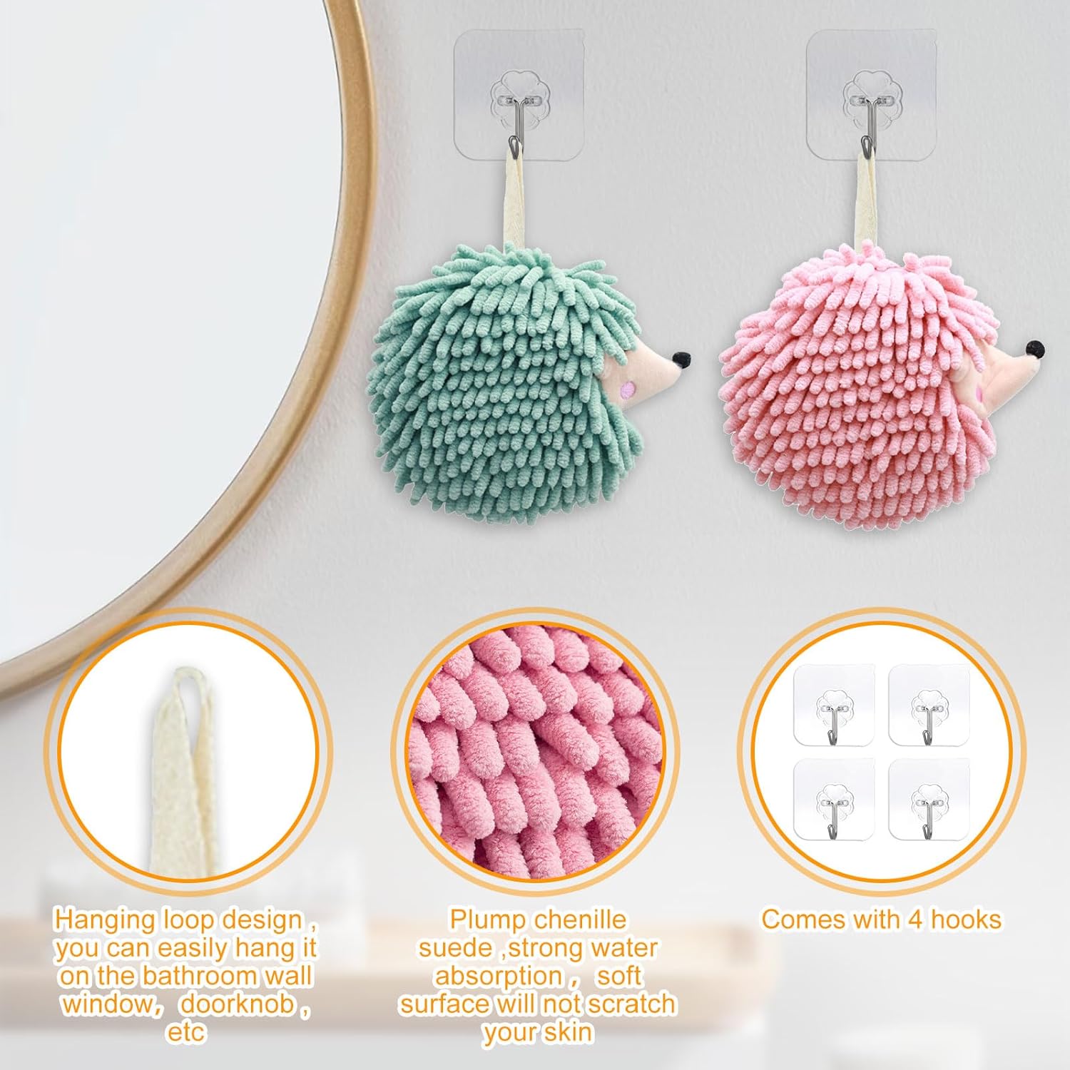 4-Piece Fuzzy Ball Towels