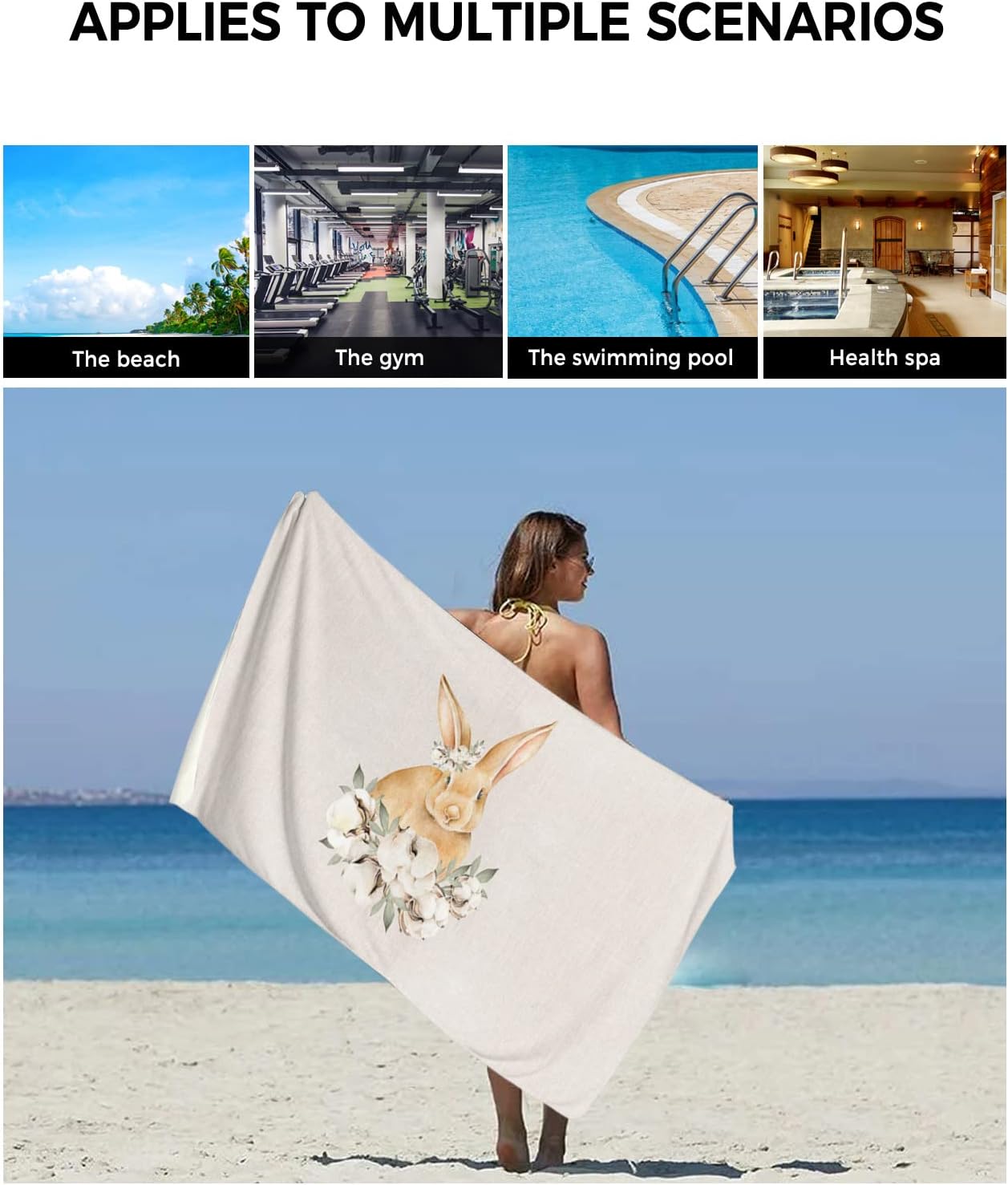 Easter Bunny 3-Piece Bath Towels Set for Home Travel Use