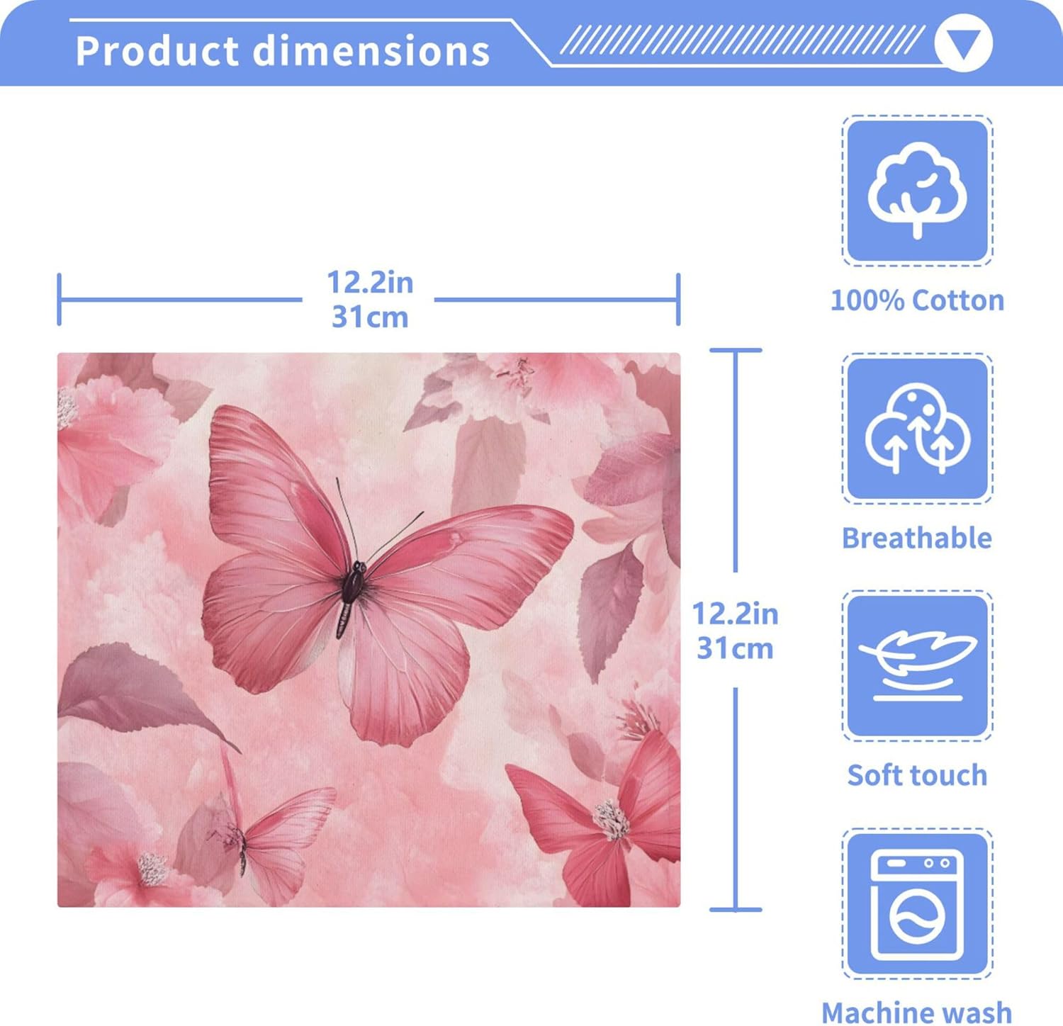 Stylish Xigua Butterflies Absorbent Washcloth Set for Fast Drying