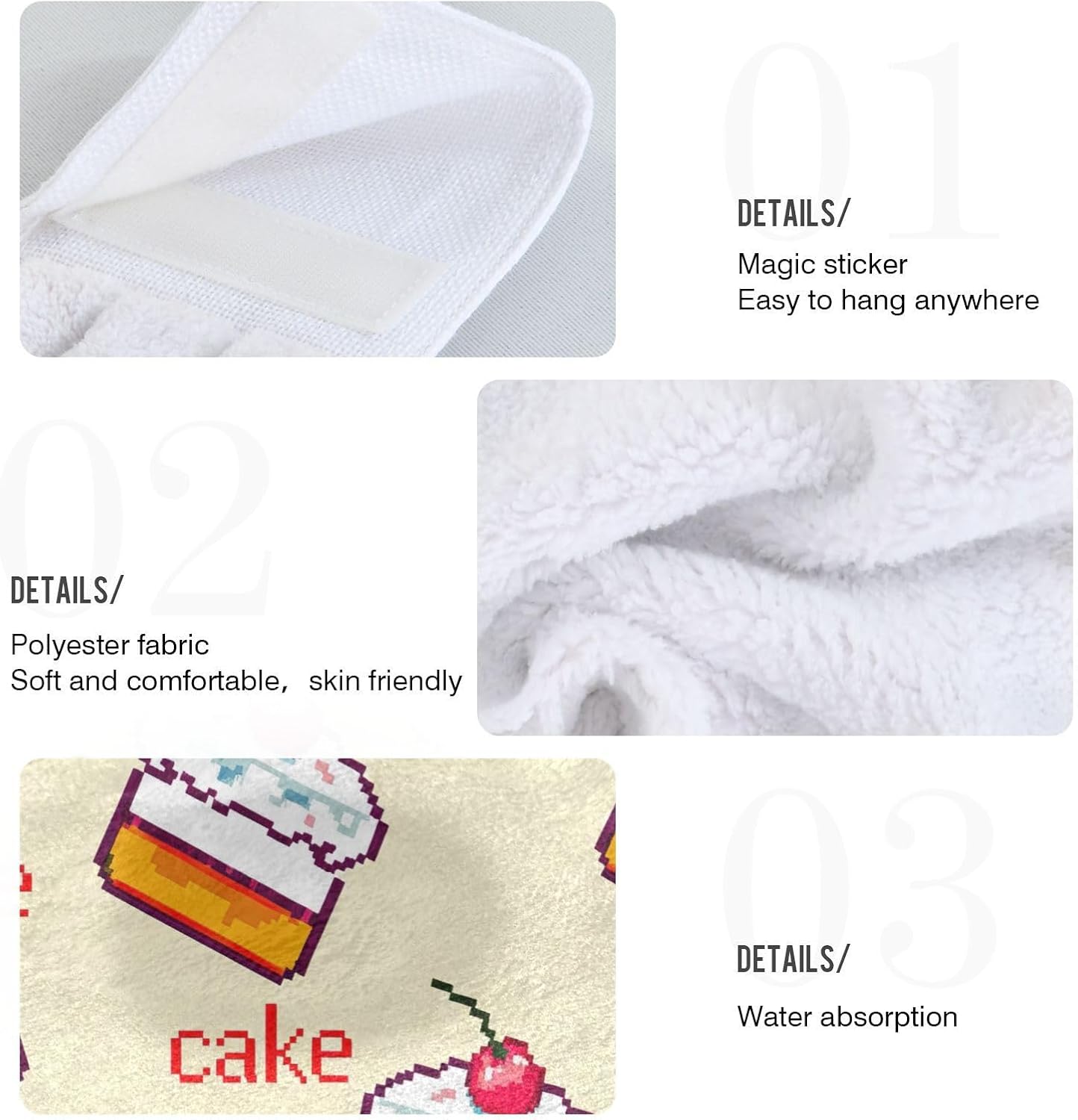 Cute Cartoon Cakes Yellow Hand Towels Set of 2