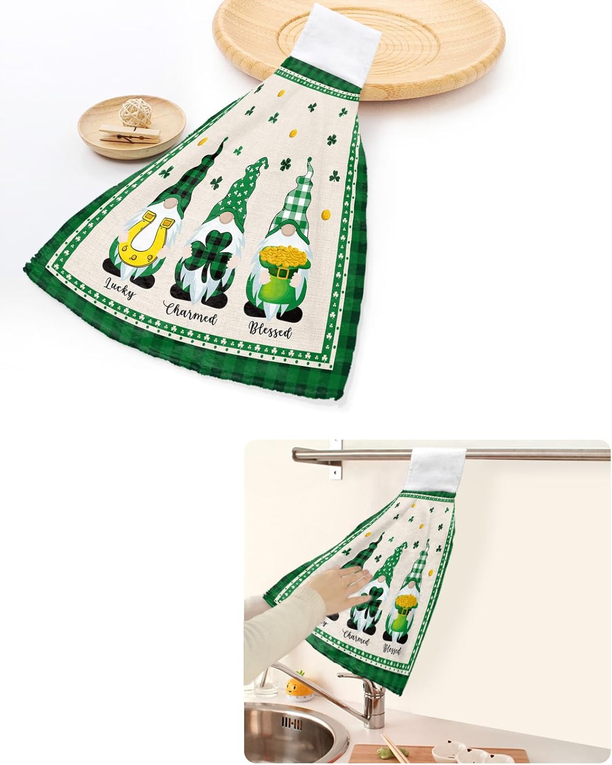 St Patricks Day 2-Piece Absorbent Towels with Hanging Loops