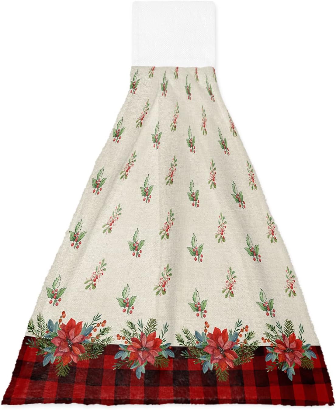 Chucoco Hanging Tie Towel 1-Piece kitchen hand towel Reusable Red Christmas