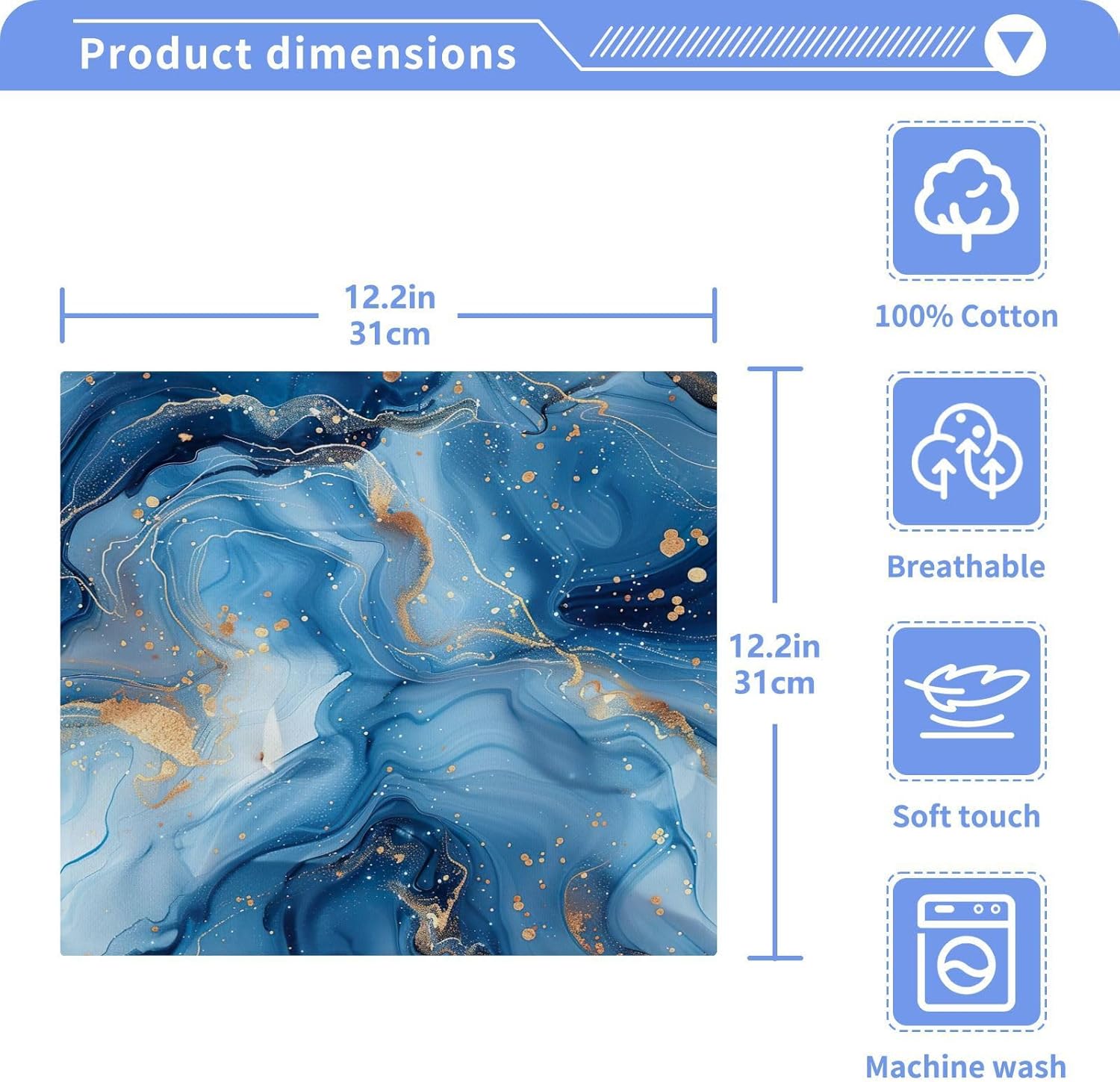 Bliss Blue Gold Marble Washcloths 2