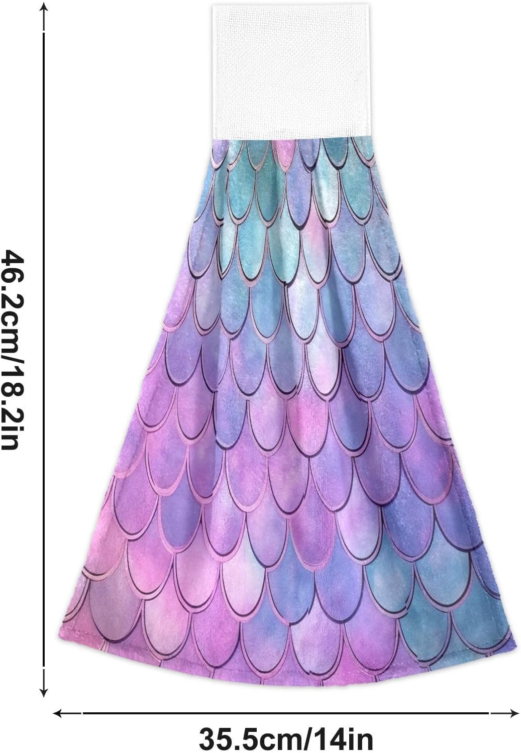 Soft Quick Dry Kids Hand Towel Hook Set of 2 with Mermaid Scales
