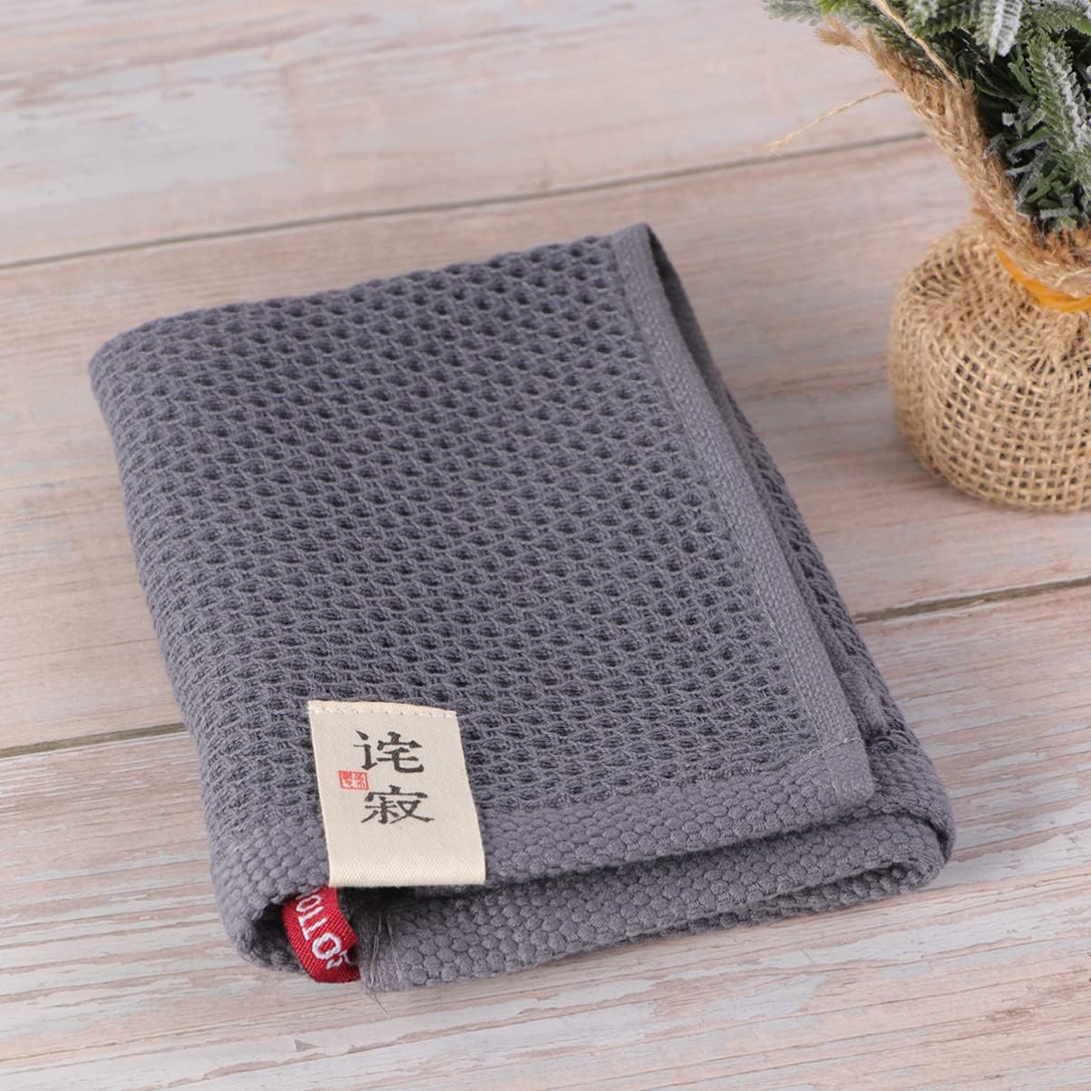Alipis Waffle Weave Washcloth Set 32x32cm Cotton Face Towel Ultra Soft