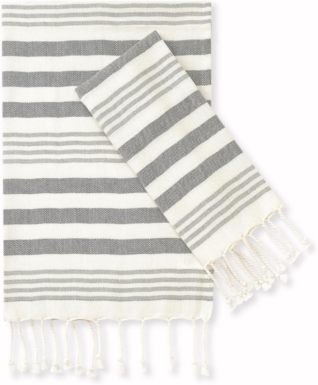 Folkulture Gray Hand Towels Set of 2 with Tassel