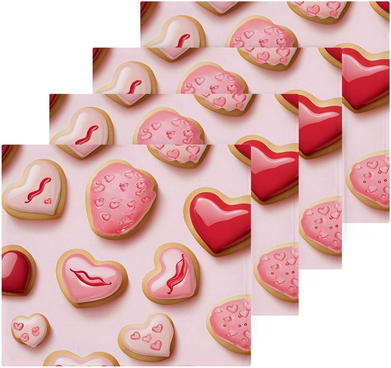 Sweet Valentines Day Cookies Washcloth Set