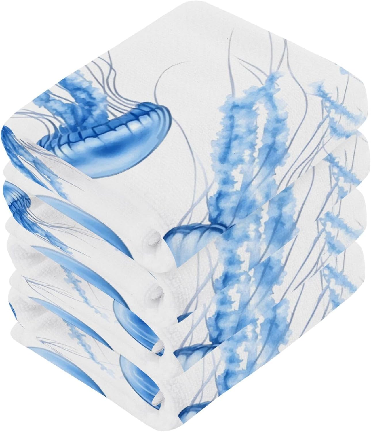 Xigua Watercolor Blue Jellyfish Washcloth Set