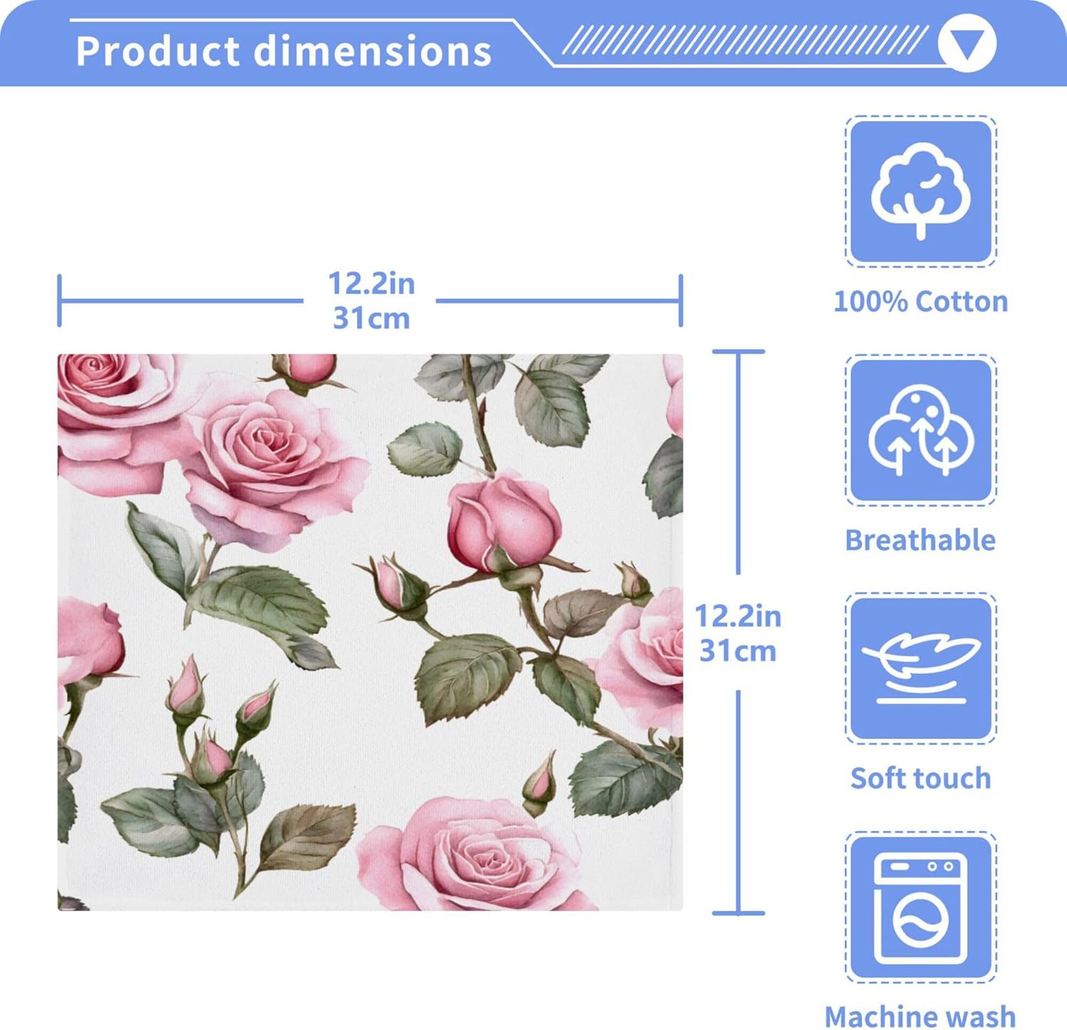 Delightful Xigua Roses Washcloth Set