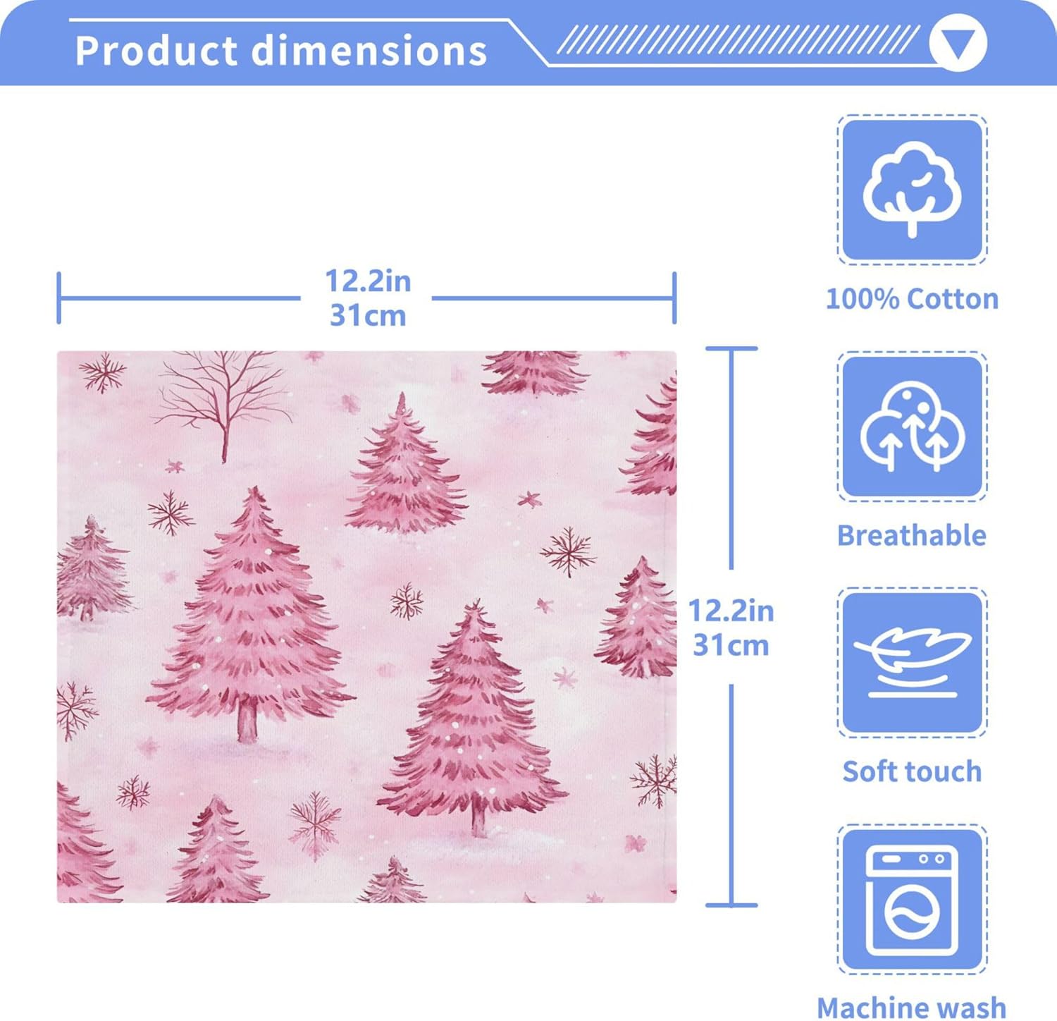 Xigua Christmas Washcloth Set - 12x12 Absorbent Towels for Home Kitchen Use