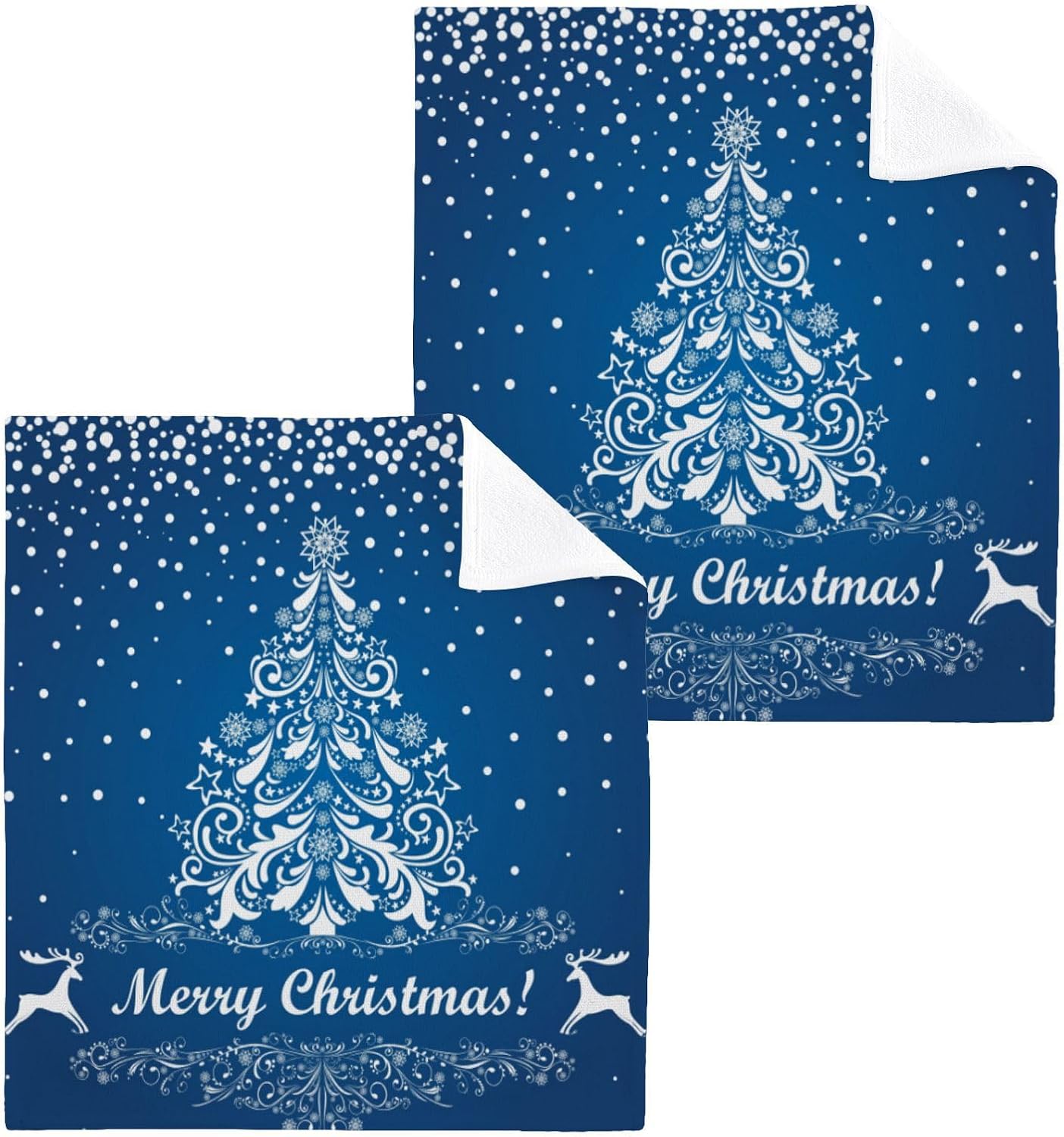 Merry Christmas Blue Washcloth Set 2-Pack for Babies