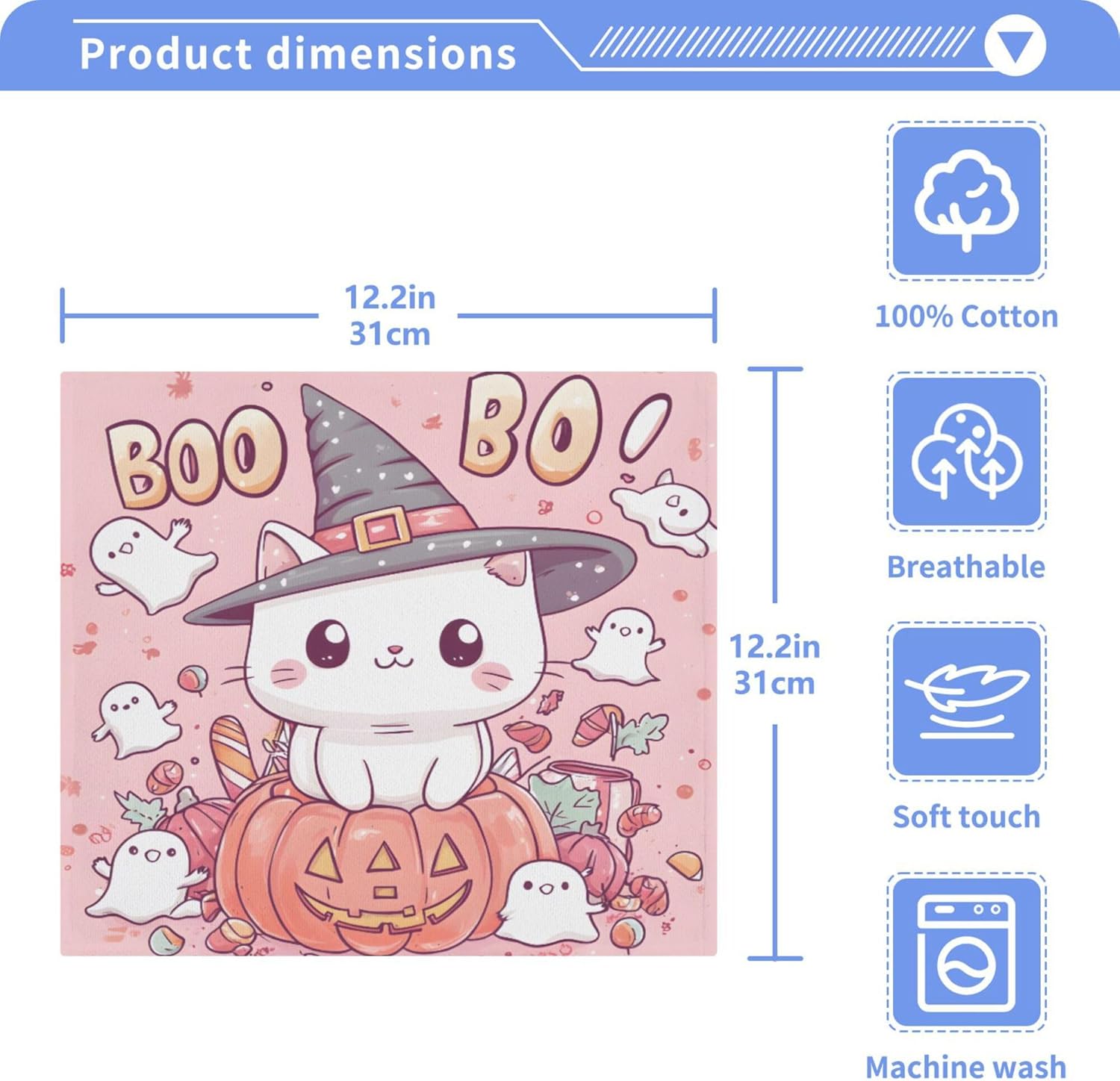 Cute Cat Witch Hat Washcloth Set