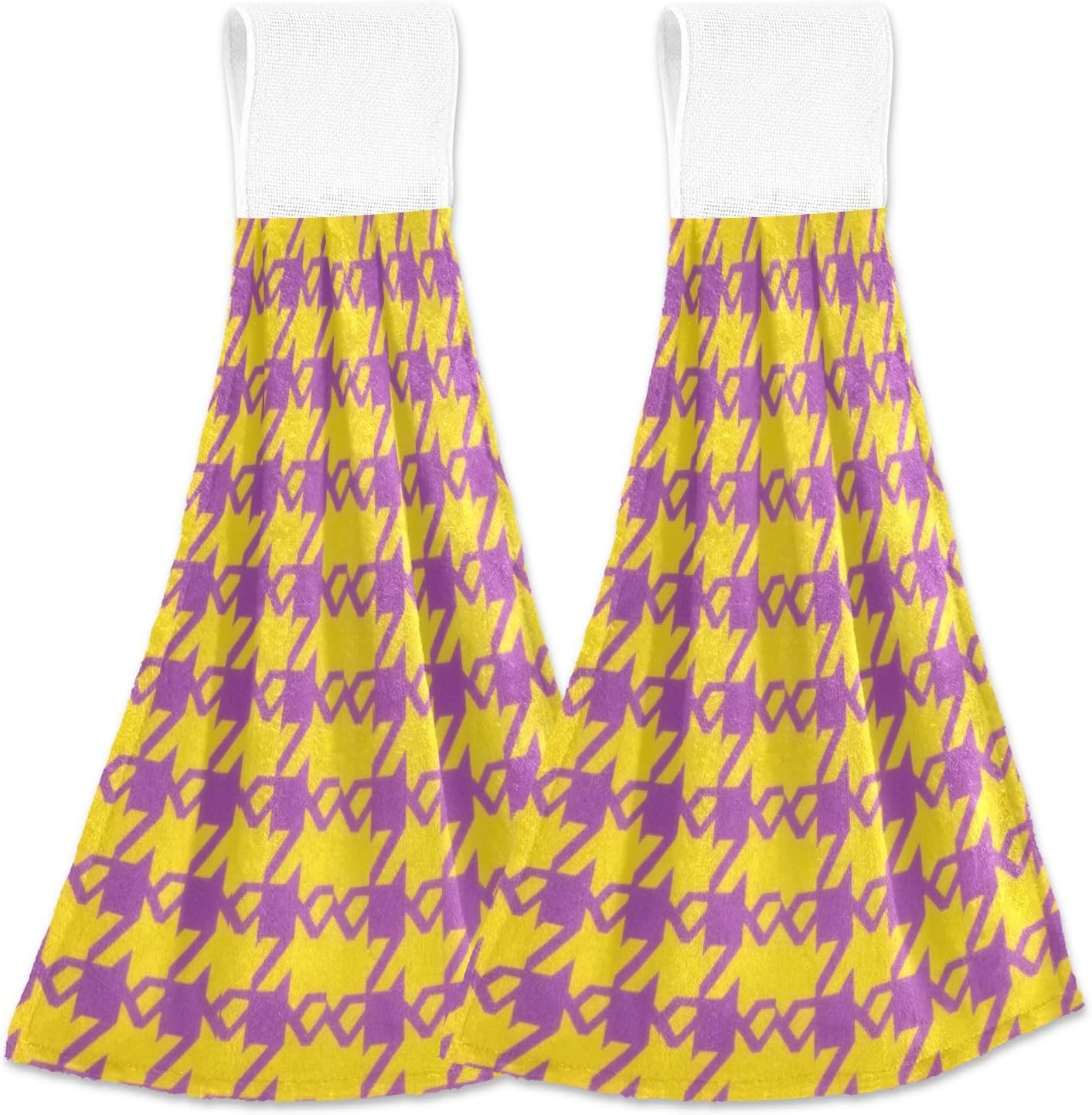 SyXIOP Houndstooth Pattern Bath Towels Set of 2 with Hook Loop