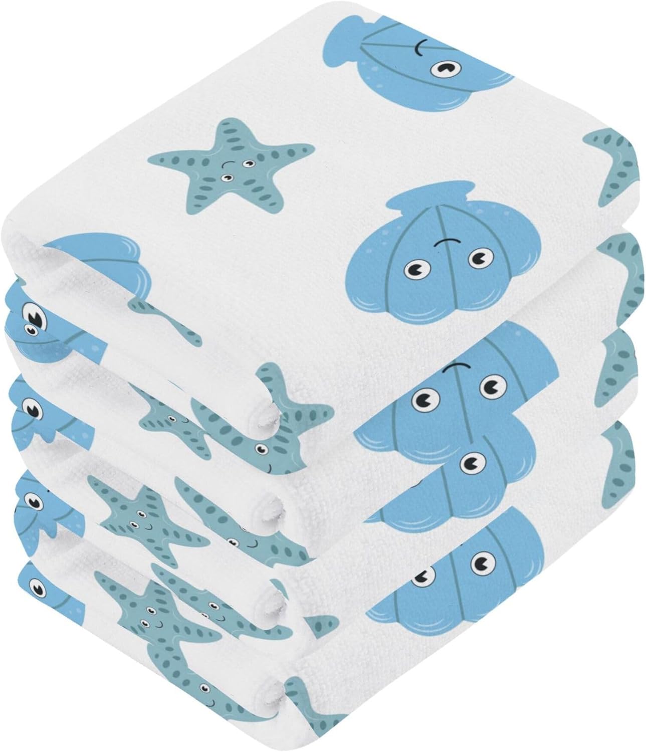 Sturdy Cartoon Seashell Washcloth Set for Bathroom and More