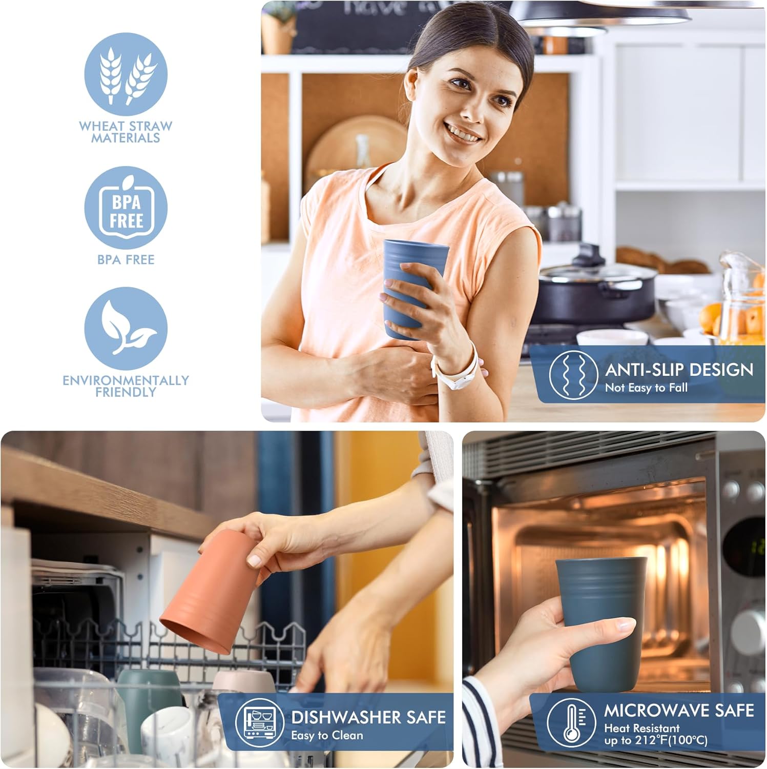 BPA-Free Reusable Plastic Cups 8-Pack