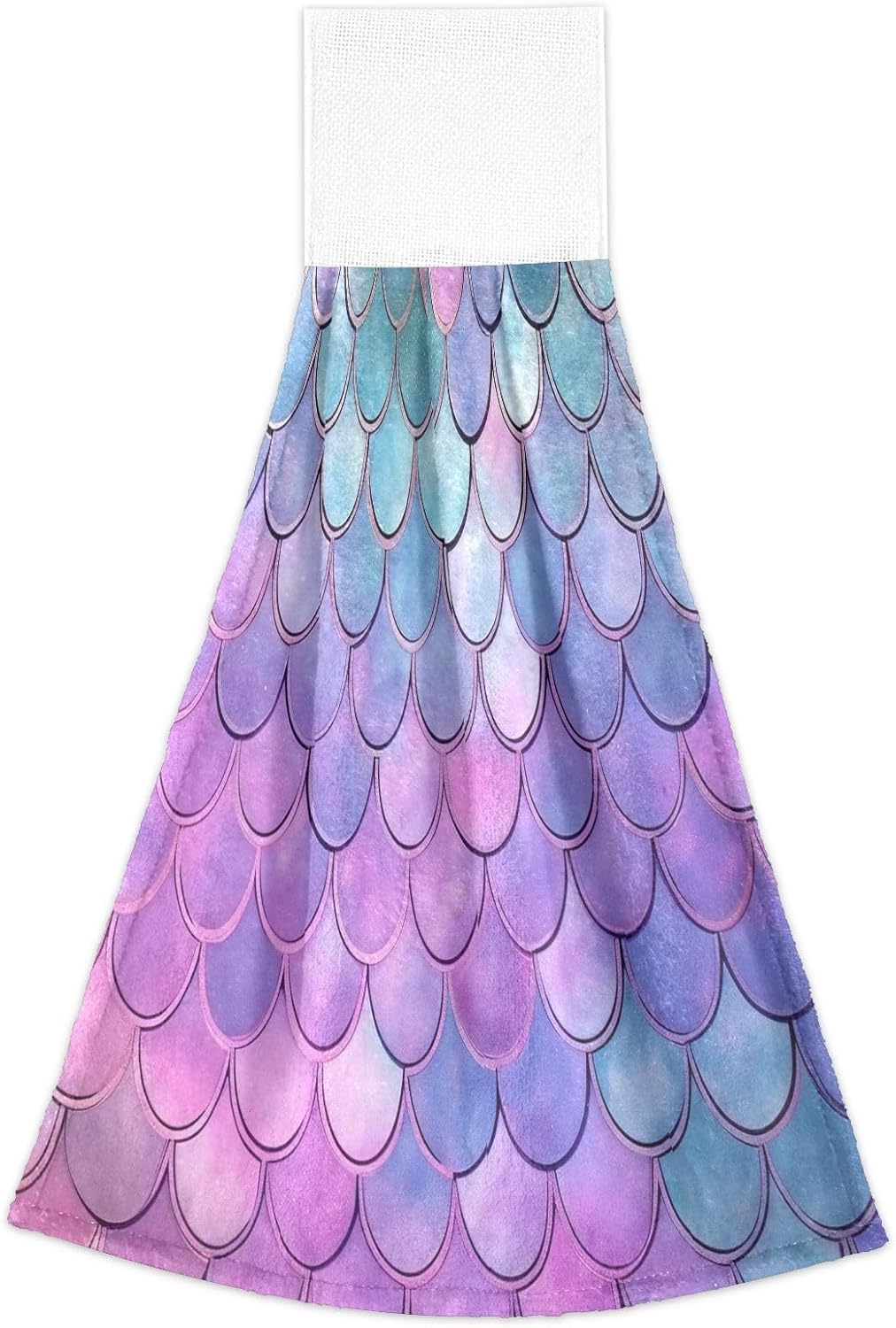 Soft Quick Dry Kids Hand Towel Hook Set of 2 with Mermaid Scales