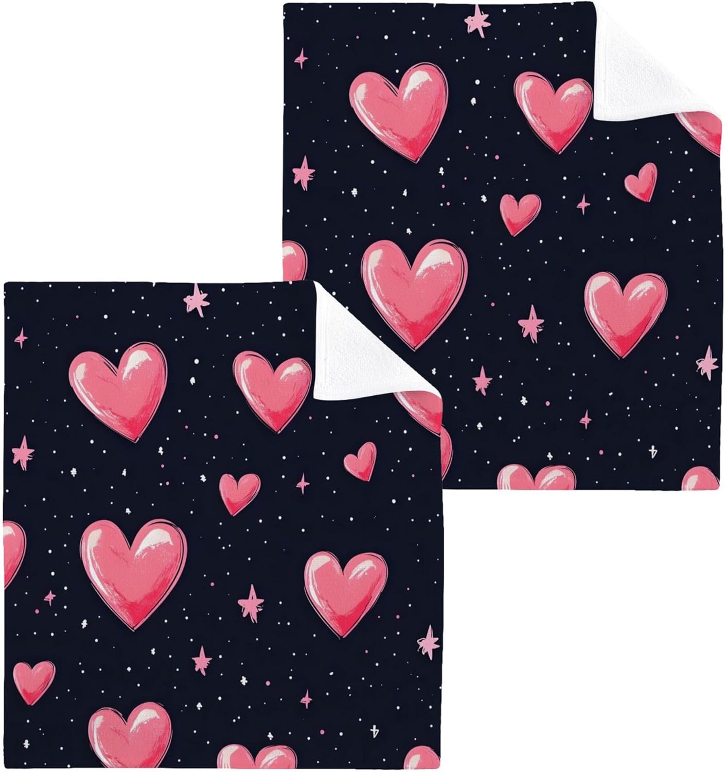 Xigua Hearts and Stars Washcloth Set