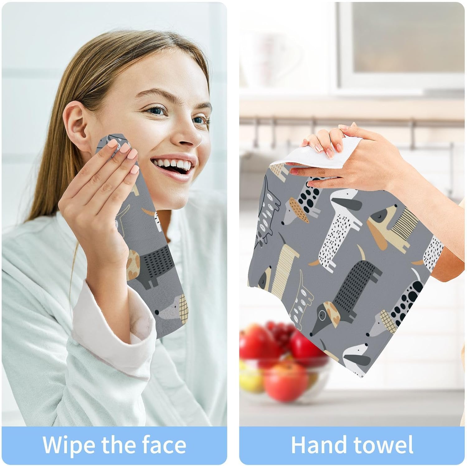 YEGAME Cute Dachshund 2-Pack Washcloth Set