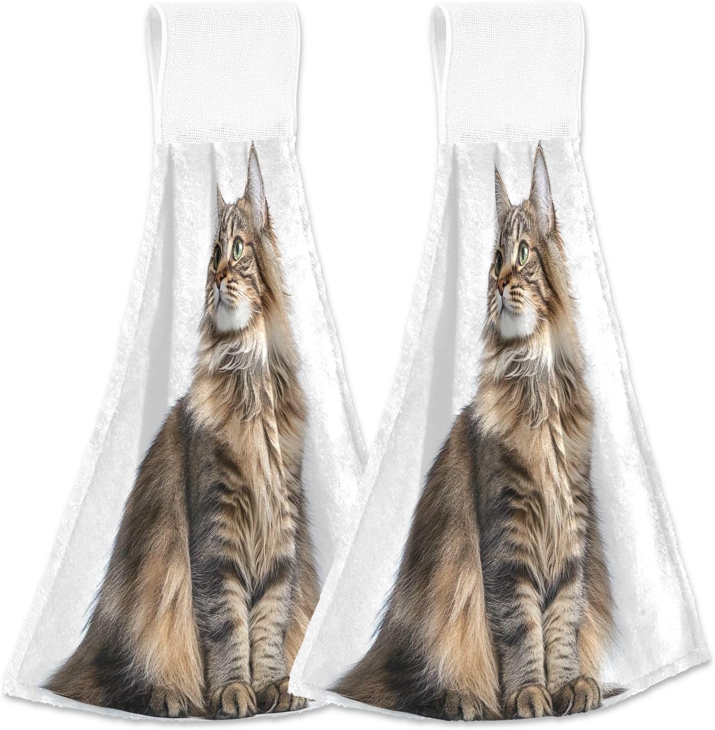 RPLIFE Hand Towels for Kids Set of 2 Cute Maine Coon Cat