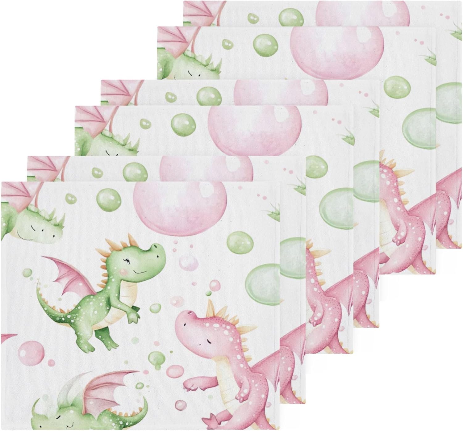 Xigua Bubbles and Dragons Washcloth Set for Travel or Home
