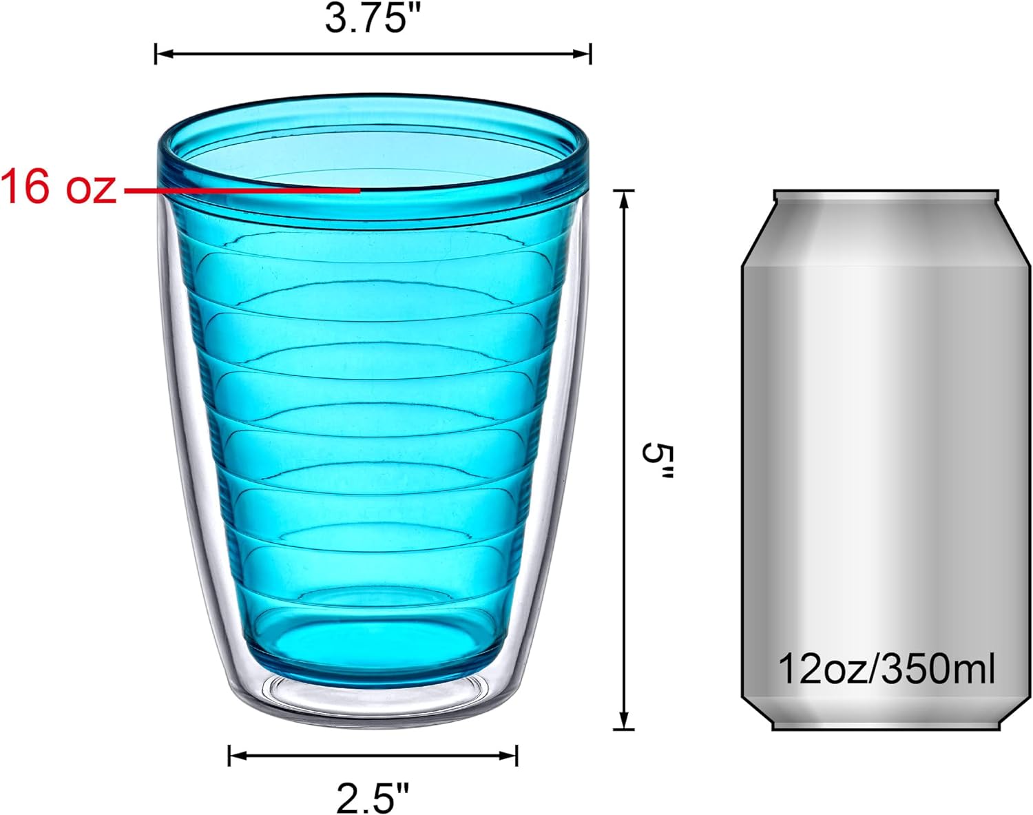 Perfect for Entertaining Gifting 16-Ounce Double-Wall Plastic Tumblers