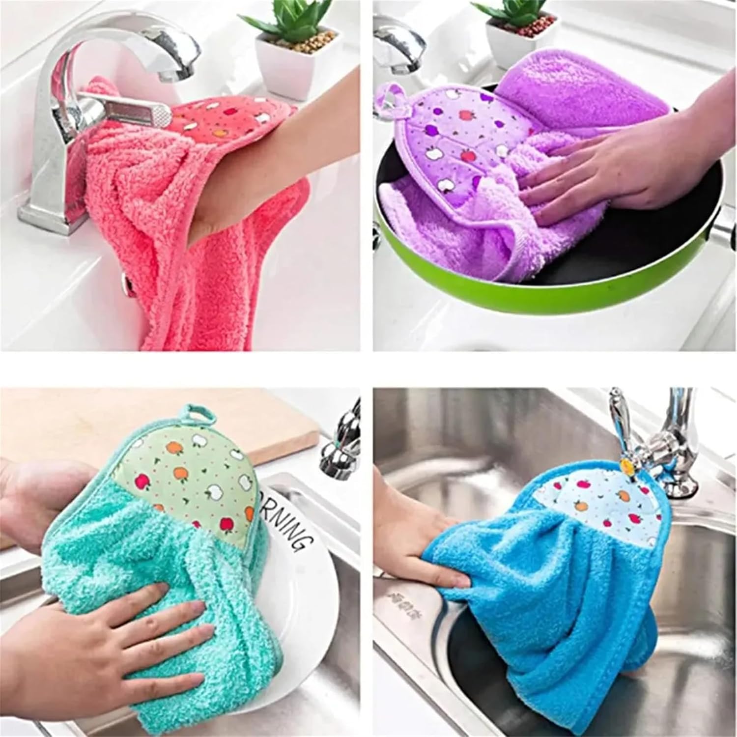 Quick Dry Microfiber Hand Towels with Hanging Loop 3 Pack