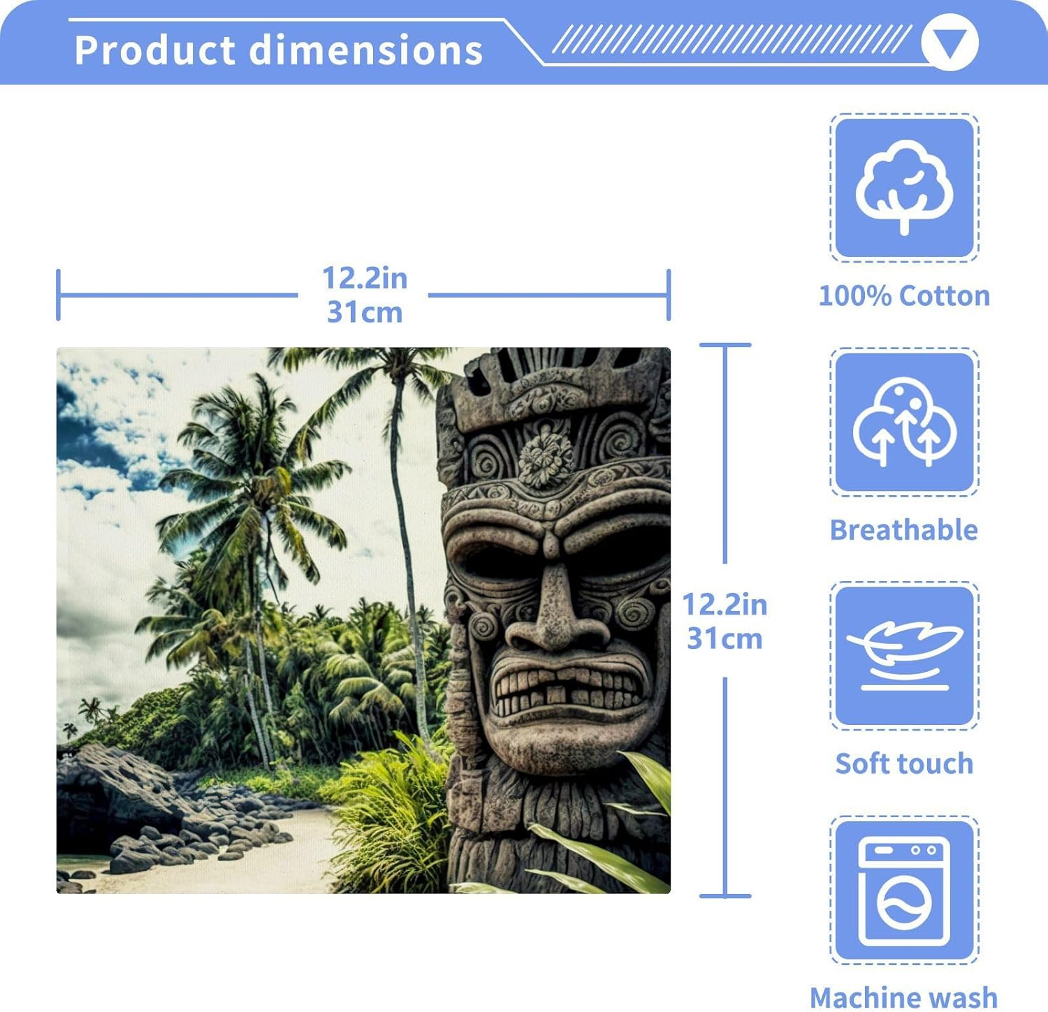 Stunning 4-Piece Washcloth Set Tiki Print Soft Absorbent