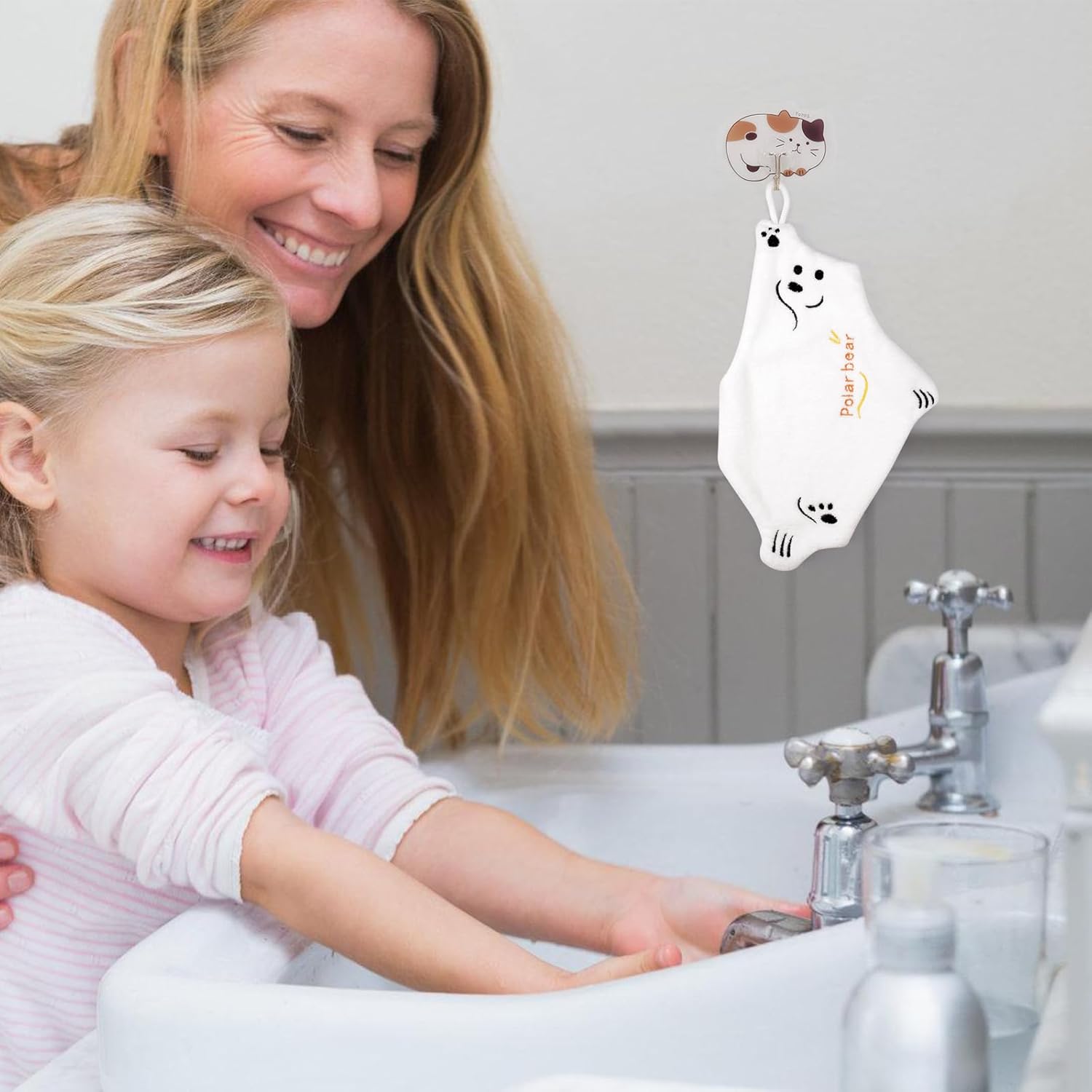 3-Pack Polar Bear Hand Towels for Kids