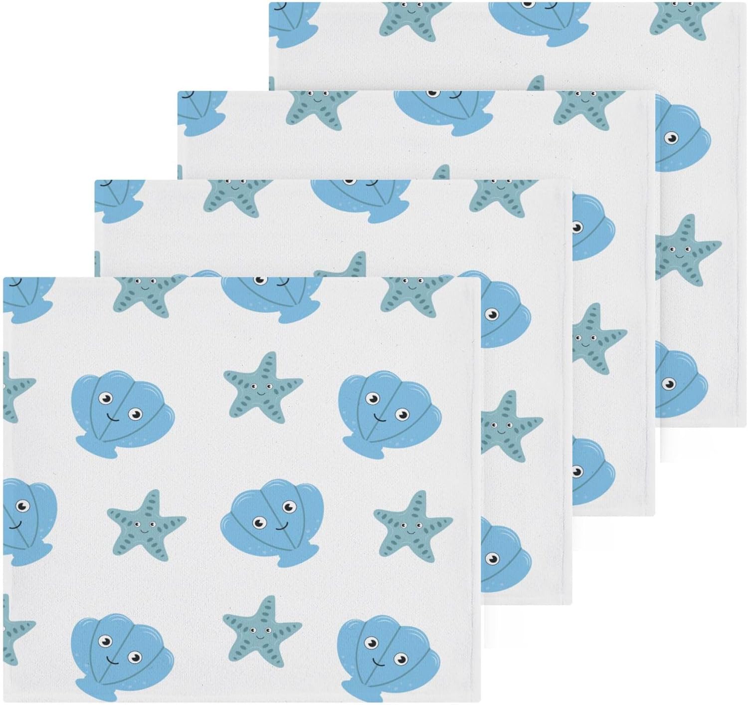Sturdy Cartoon Seashell Washcloth Set for Bathroom and More