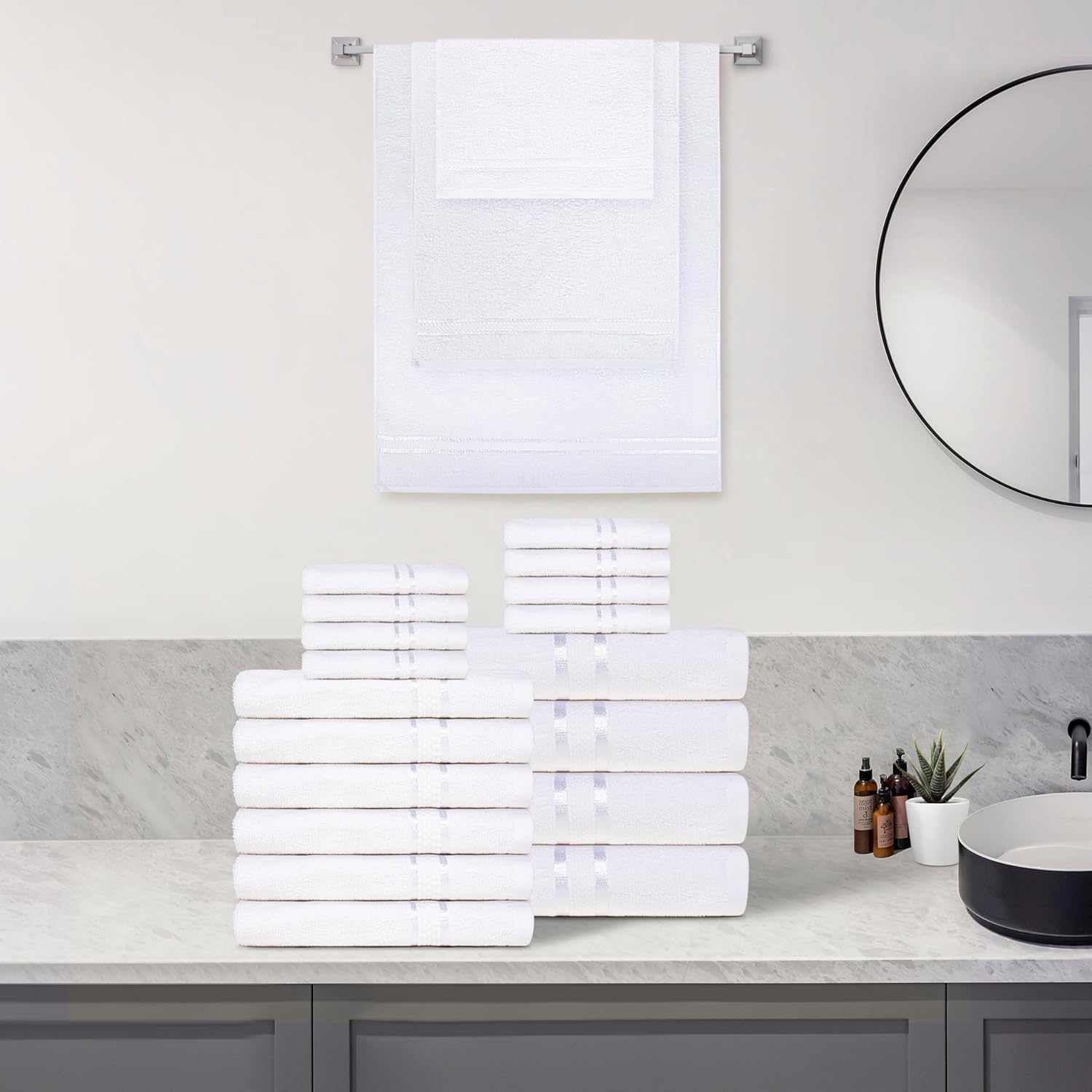 Elegant White 18-Piece Bath Towel Set