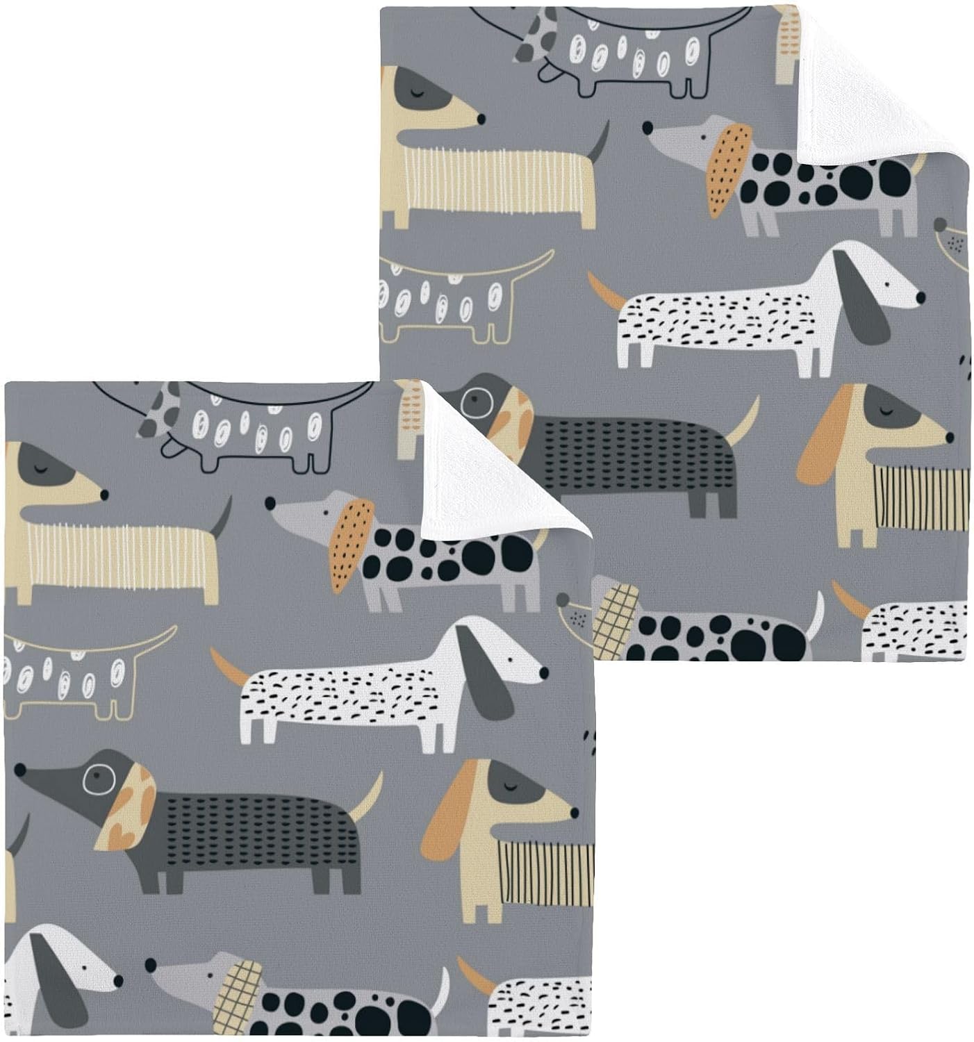YEGAME Cute Dachshund 2-Pack Washcloth Set