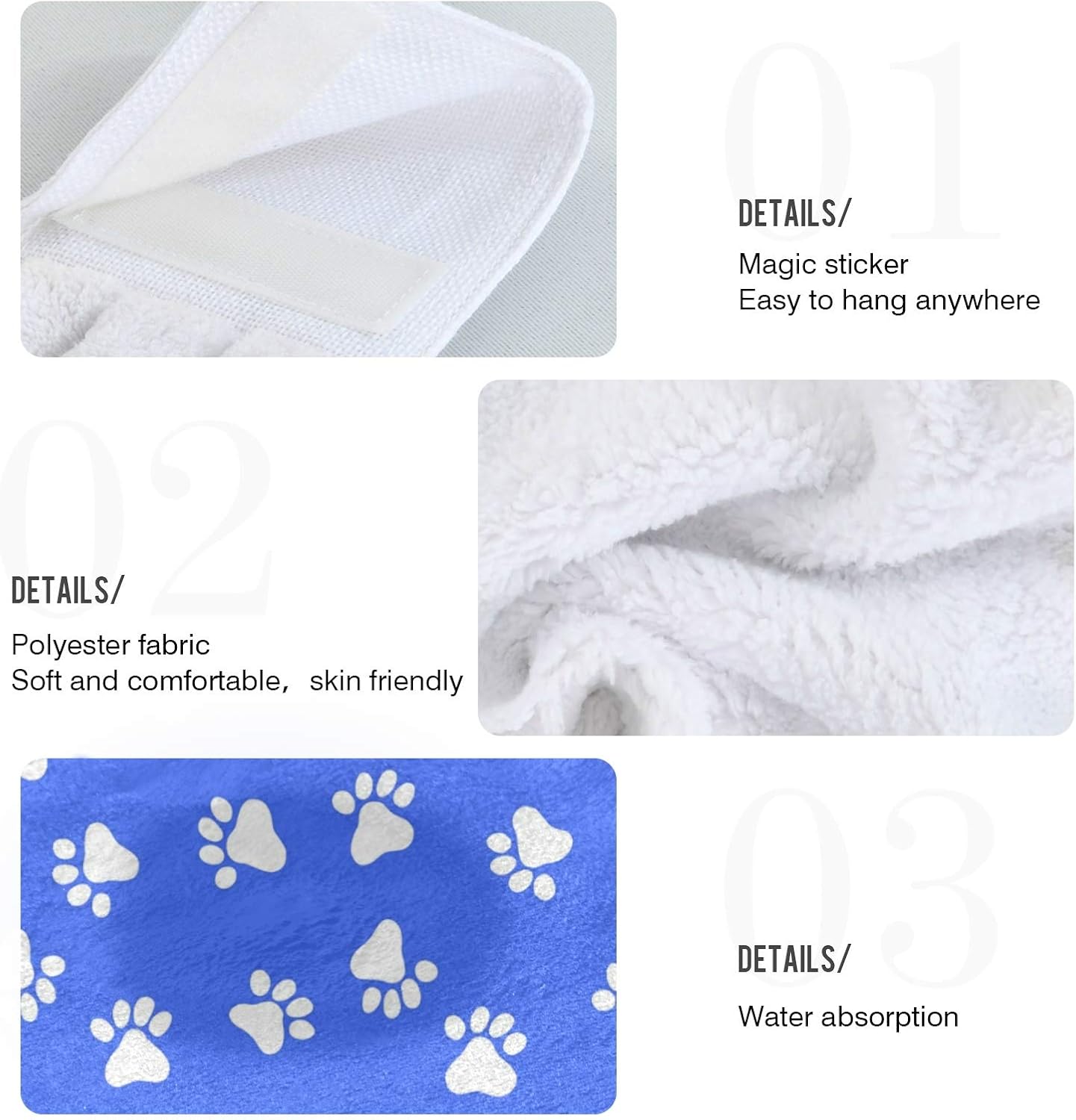 AUUXVA Cute Dog Cat Paw Print Towels 2 Pack 1