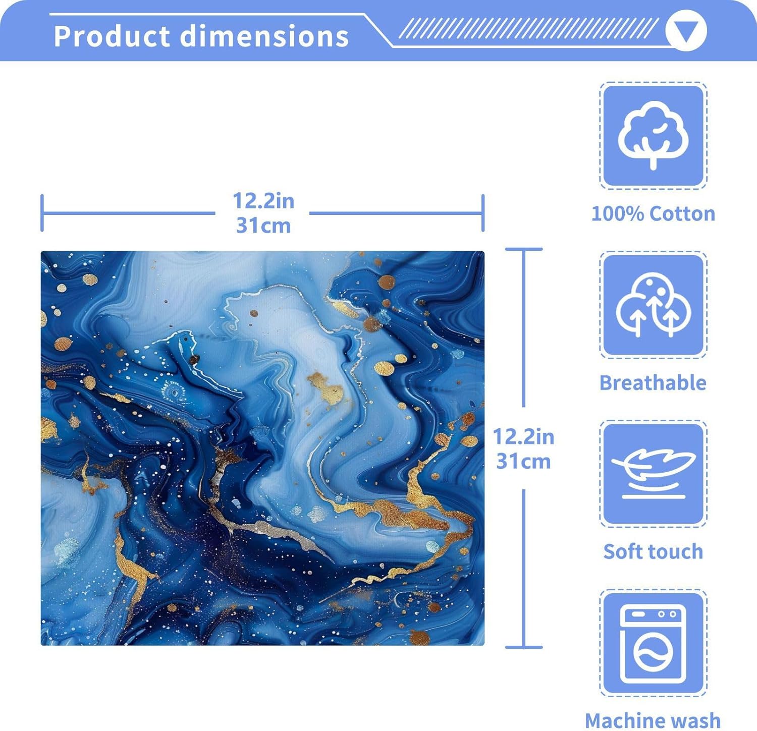 Blue Gold Marble Washcloths 2 Pack