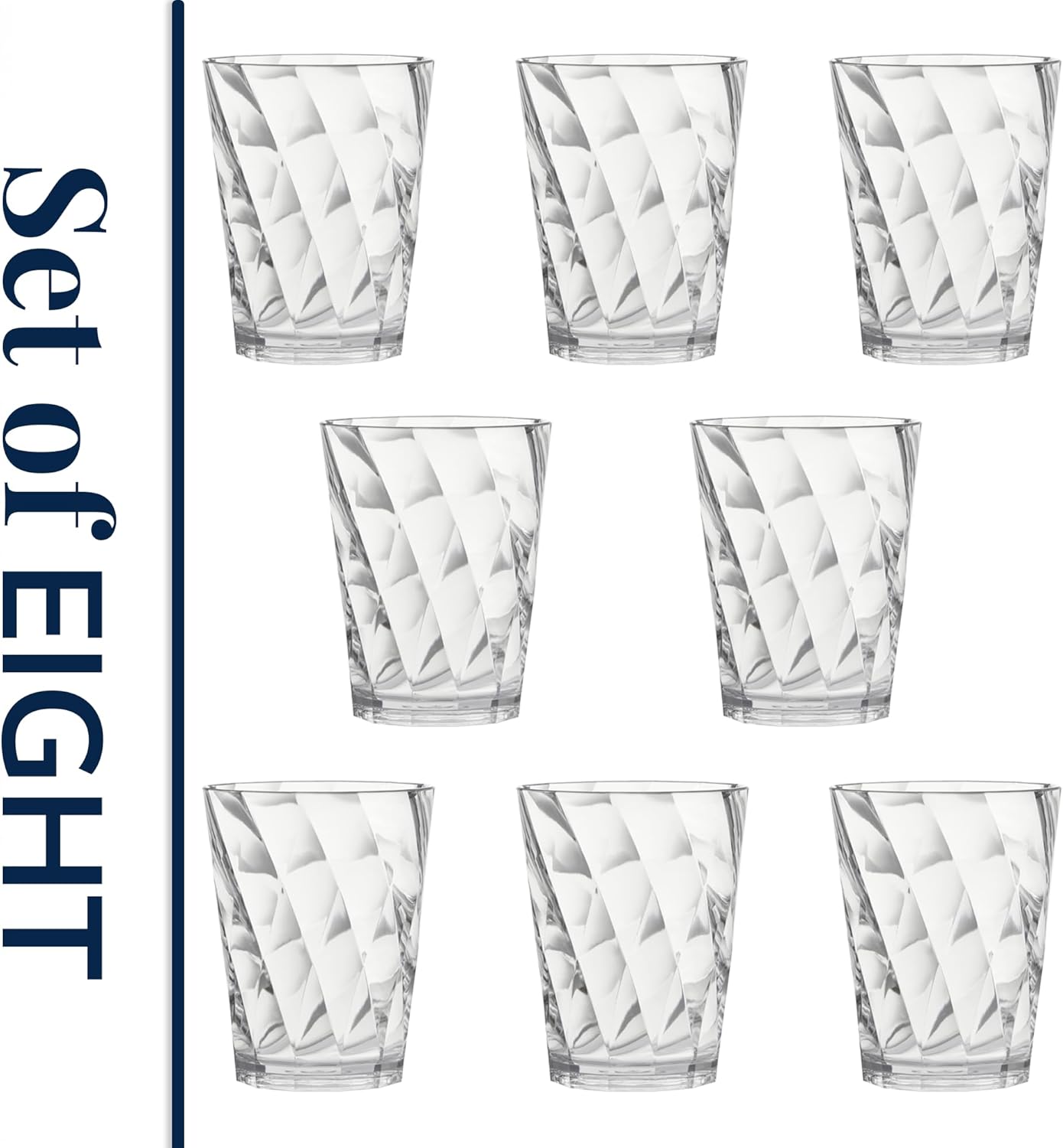 8-Piece Acrylic Optix Plastic Reusable Drinking Glasses