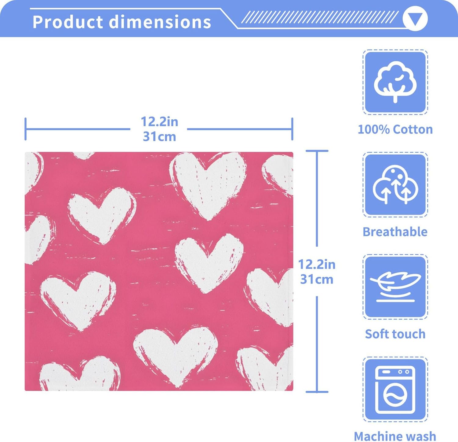 Xigua White Heart Fast Drying Washcloth Set