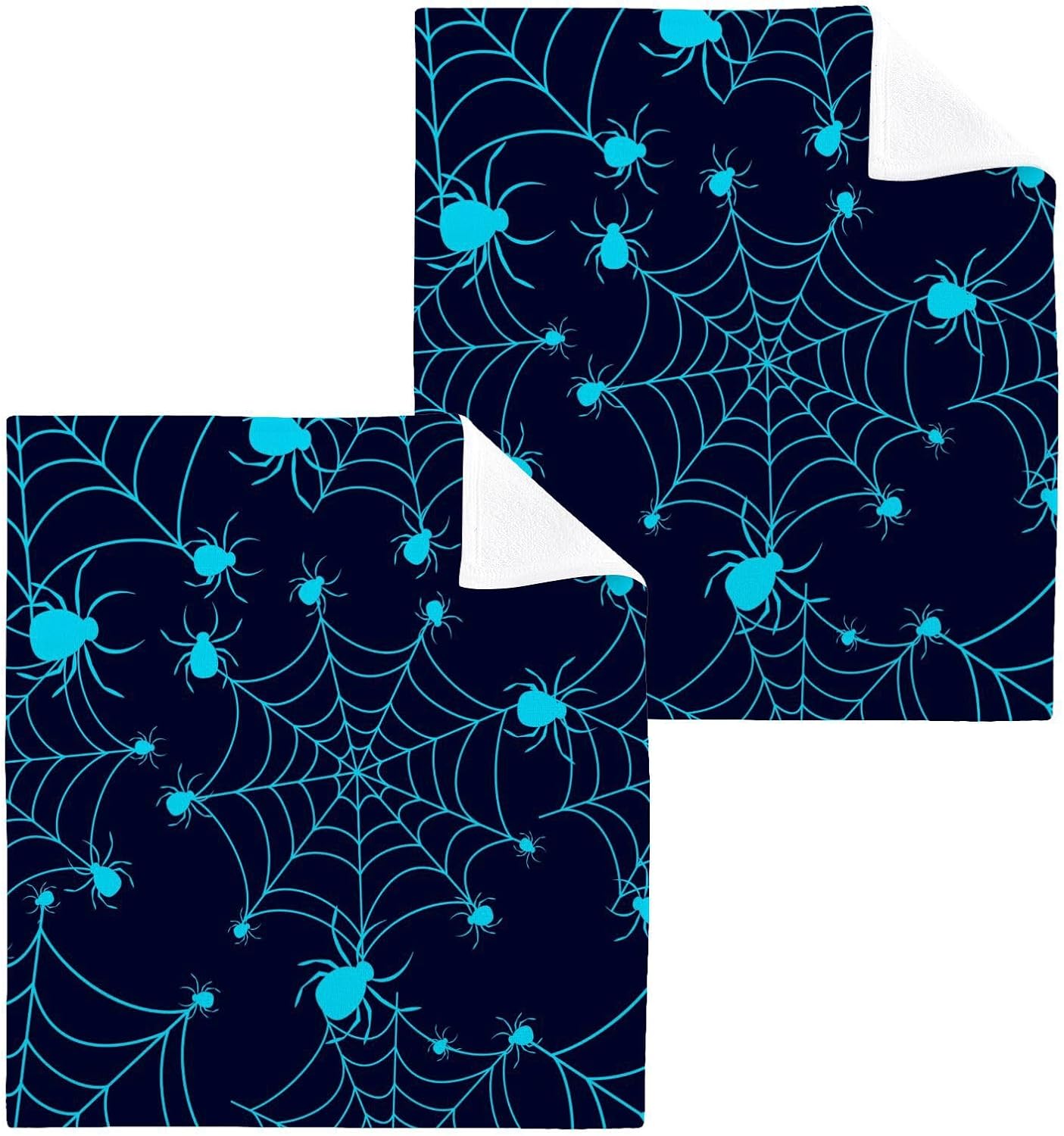 Halloween Spider Washcloths 2 Pack Soft Absorbent Cotton Face Towels