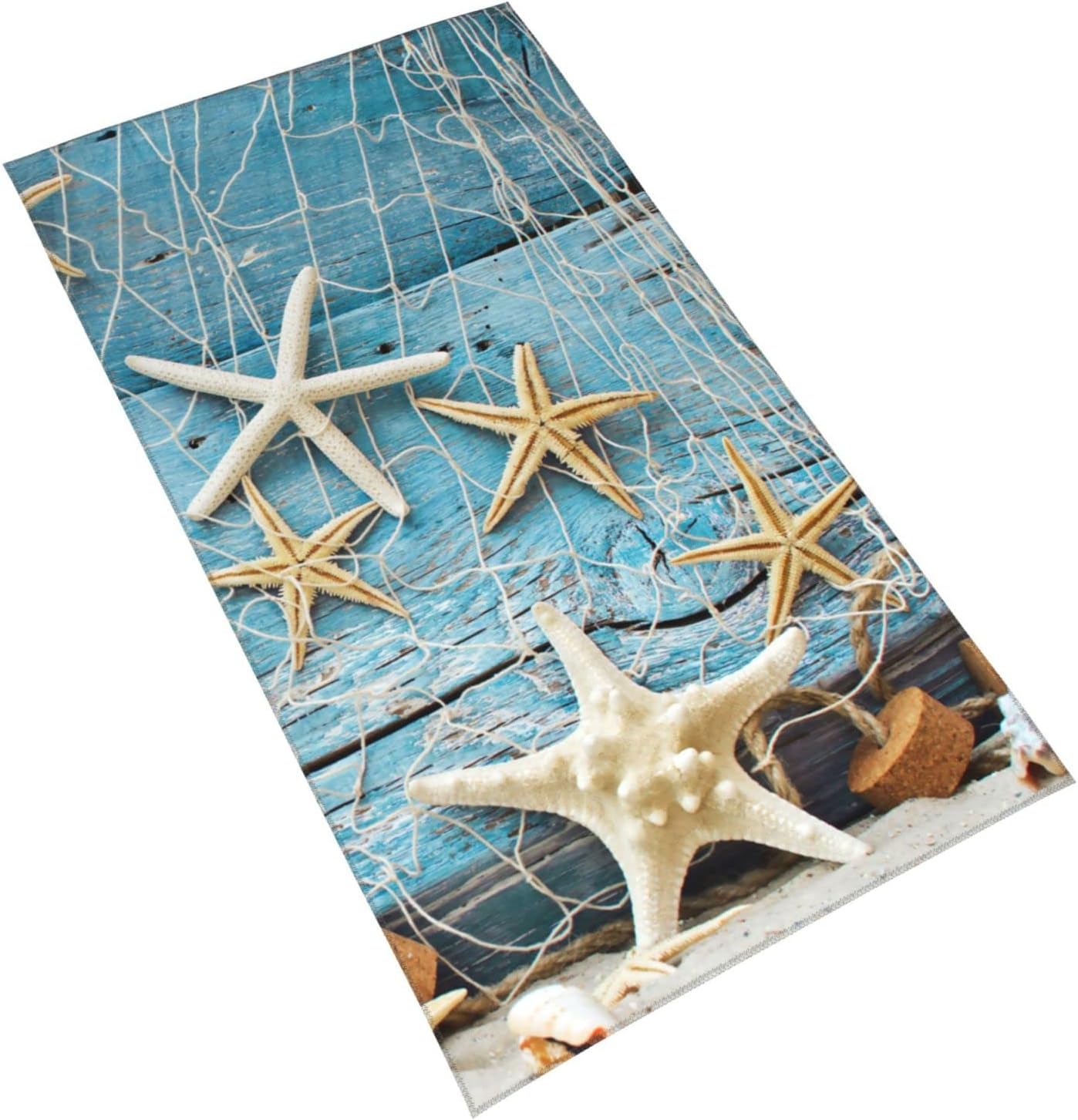 CoVasa Nautical Seashell Hand Towels for Bath Ultra Soft Durable